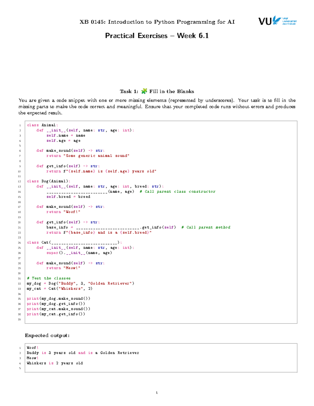 XB 0145: Practical Exercises for Python Programming in AI - Week 6.1 ...