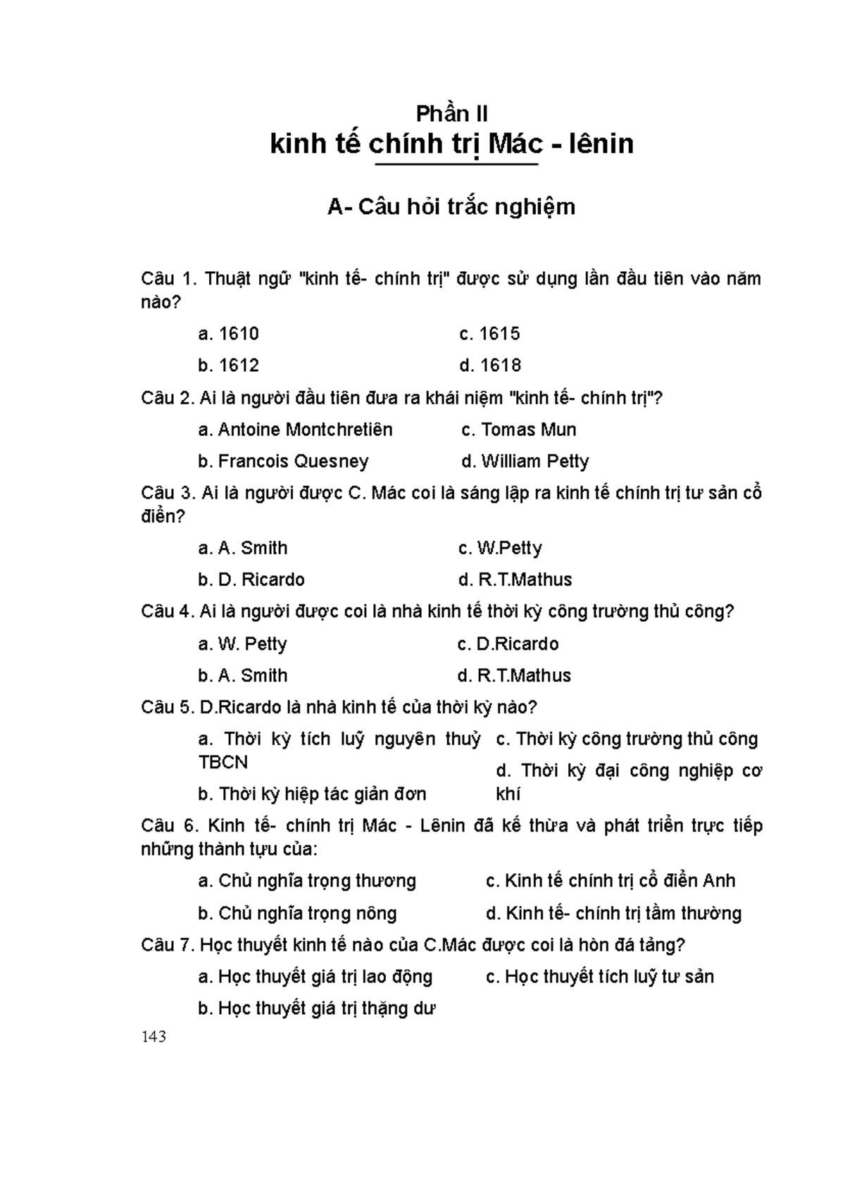 Trắc Nghiệm Kinh Tế Chính Trị Mác - Lênin (KTCT 689) - Studocu