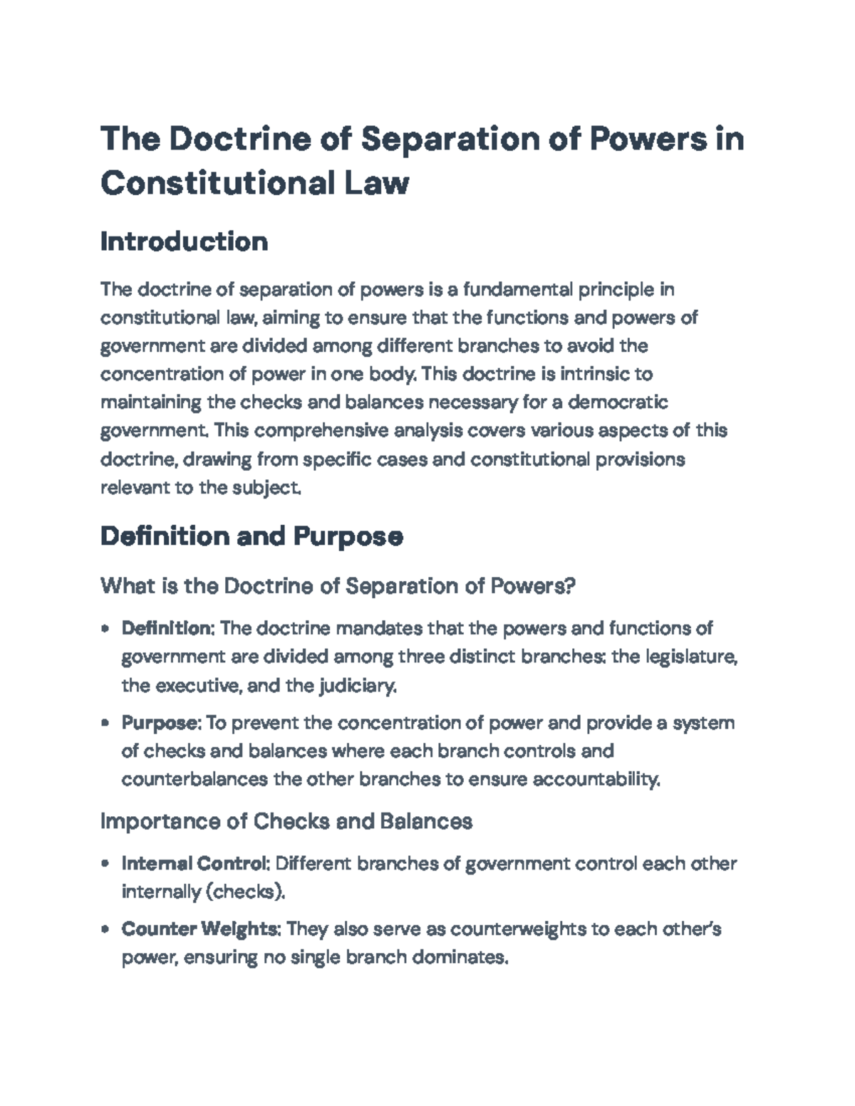 Constitutional Law (POL 101): Separation of Powers Principles ...