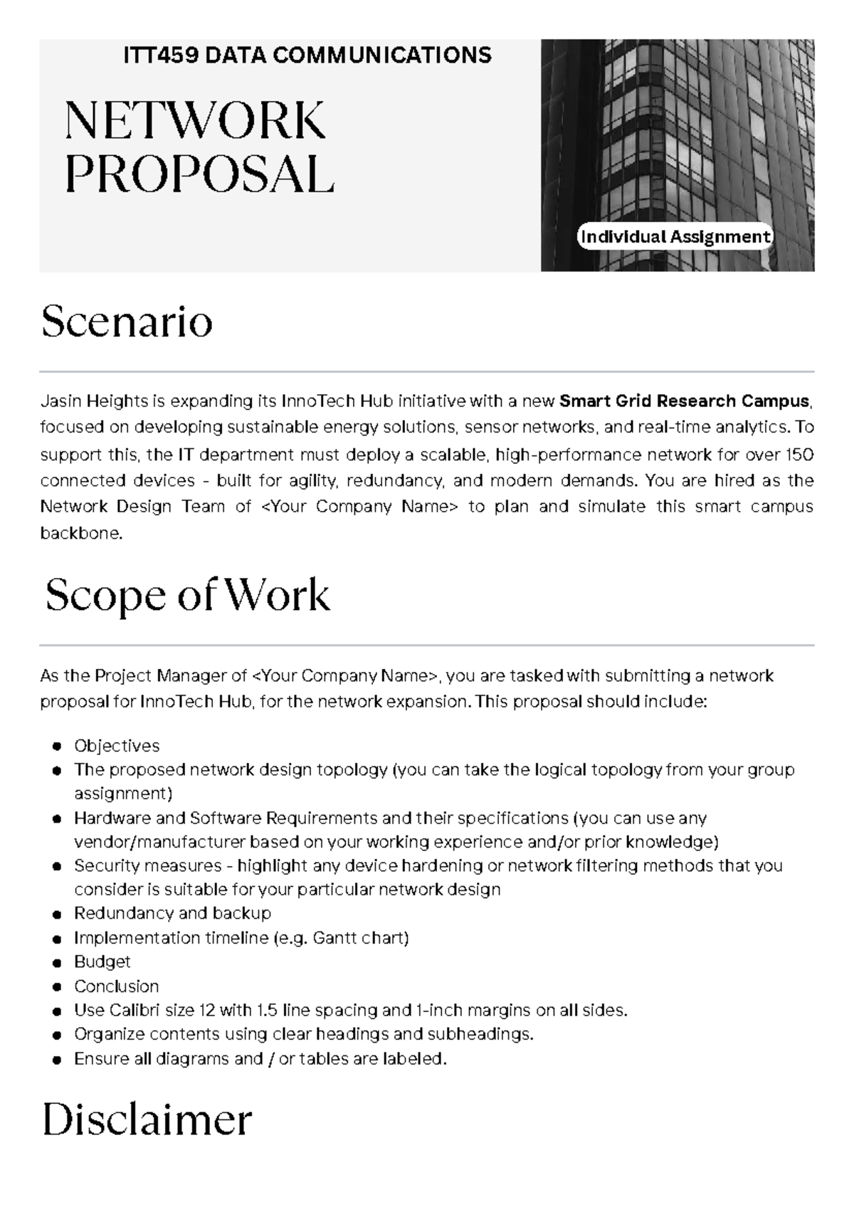 ITT459 Data Communications Network Proposal for InnoTech Hub Expansion ...