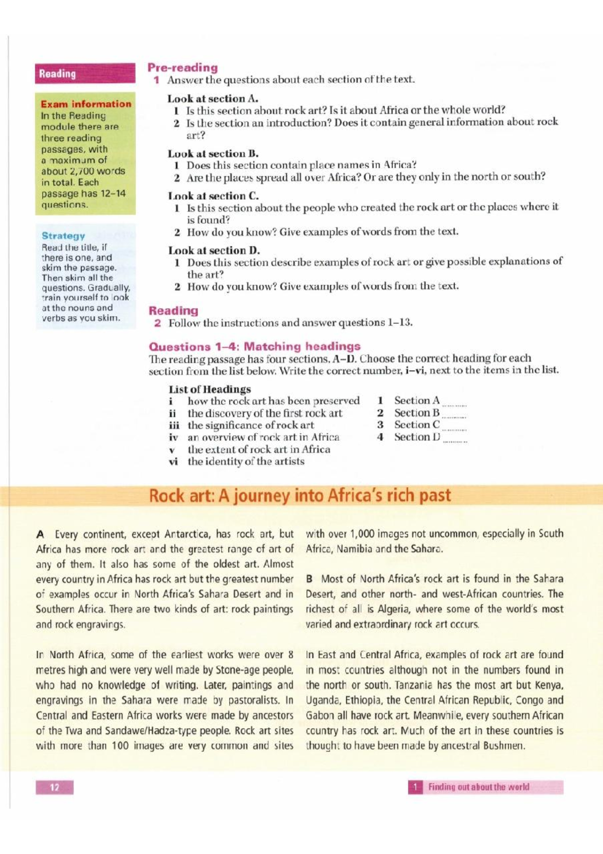 Reading 1: Exploring Rock Art in Africa - Exam Questions - Studocu