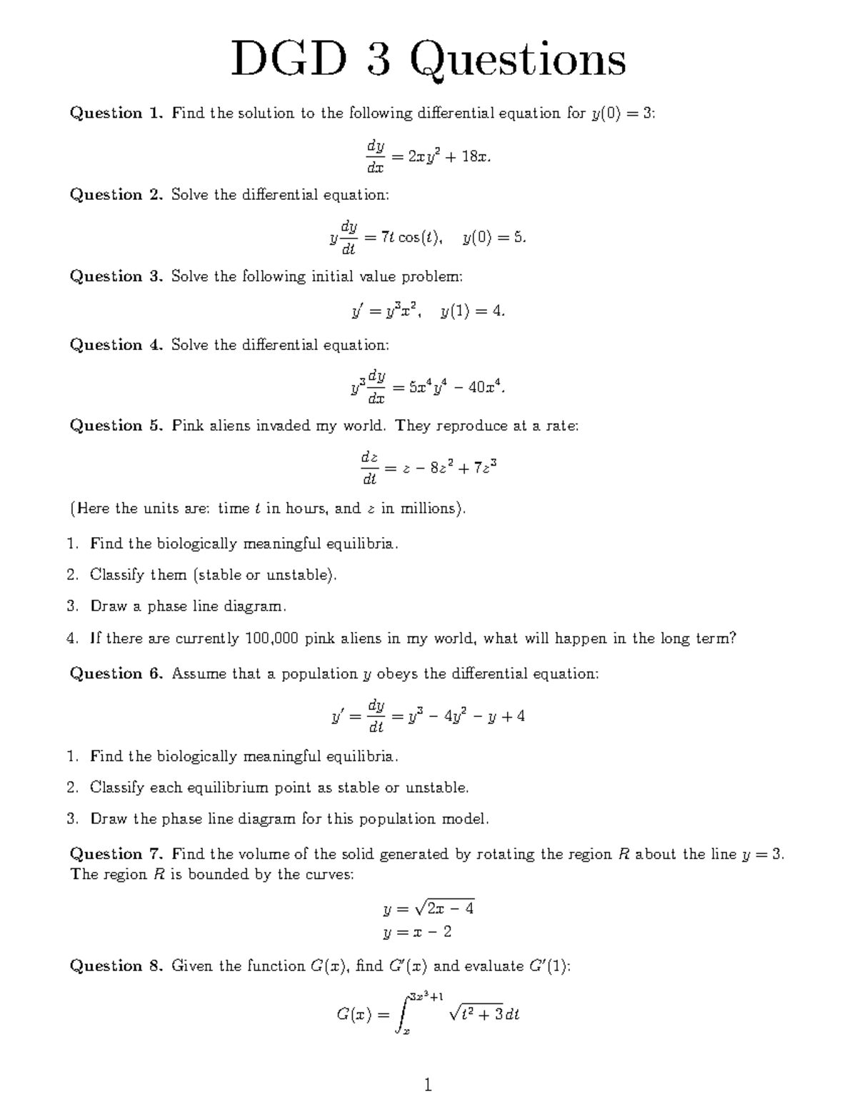 DGD 3 Questions - Differential Equations & Population Models - Studocu
