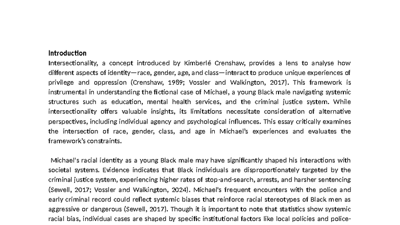 TMA 02 DD310: Analyzing Intersectionality in Michael's Case Study - Studocu