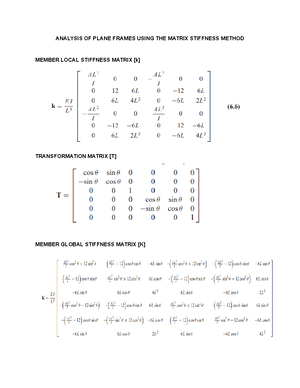 Formulas Analysis OF Space Trusses Using THE Matrix Stiffness Method ...