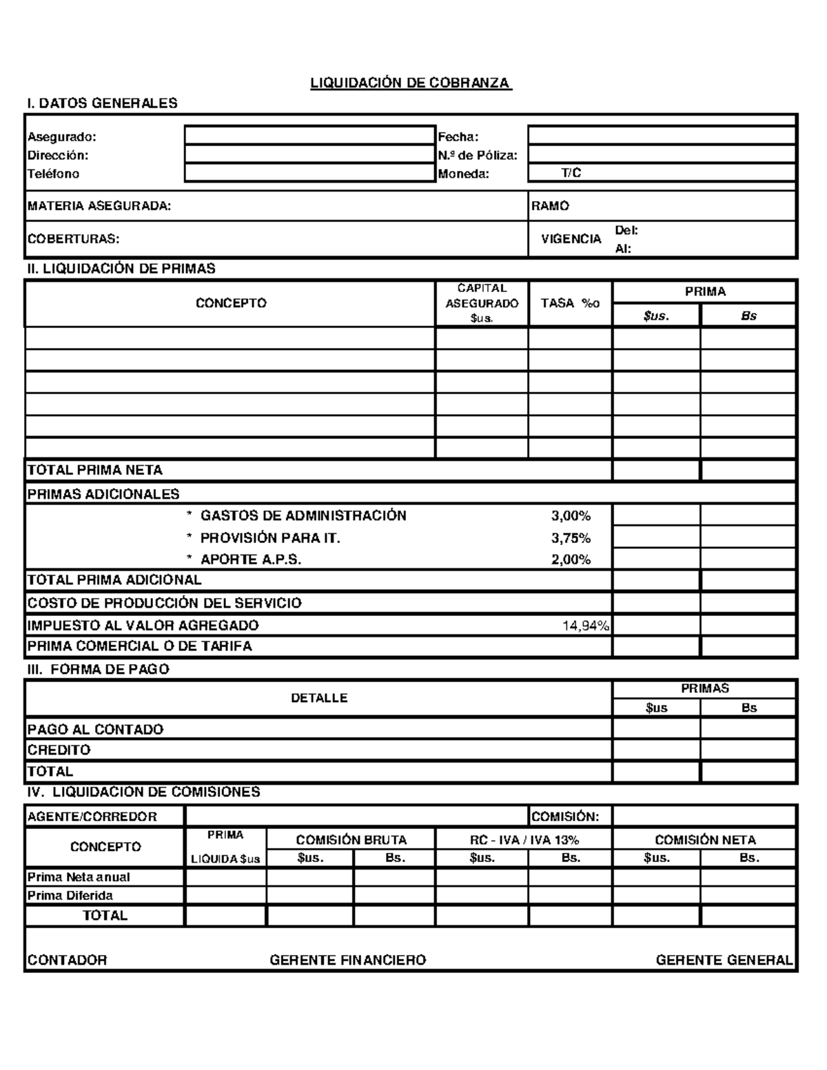 Formato de Liquidación de Seguros - Detalles e Información - Studocu