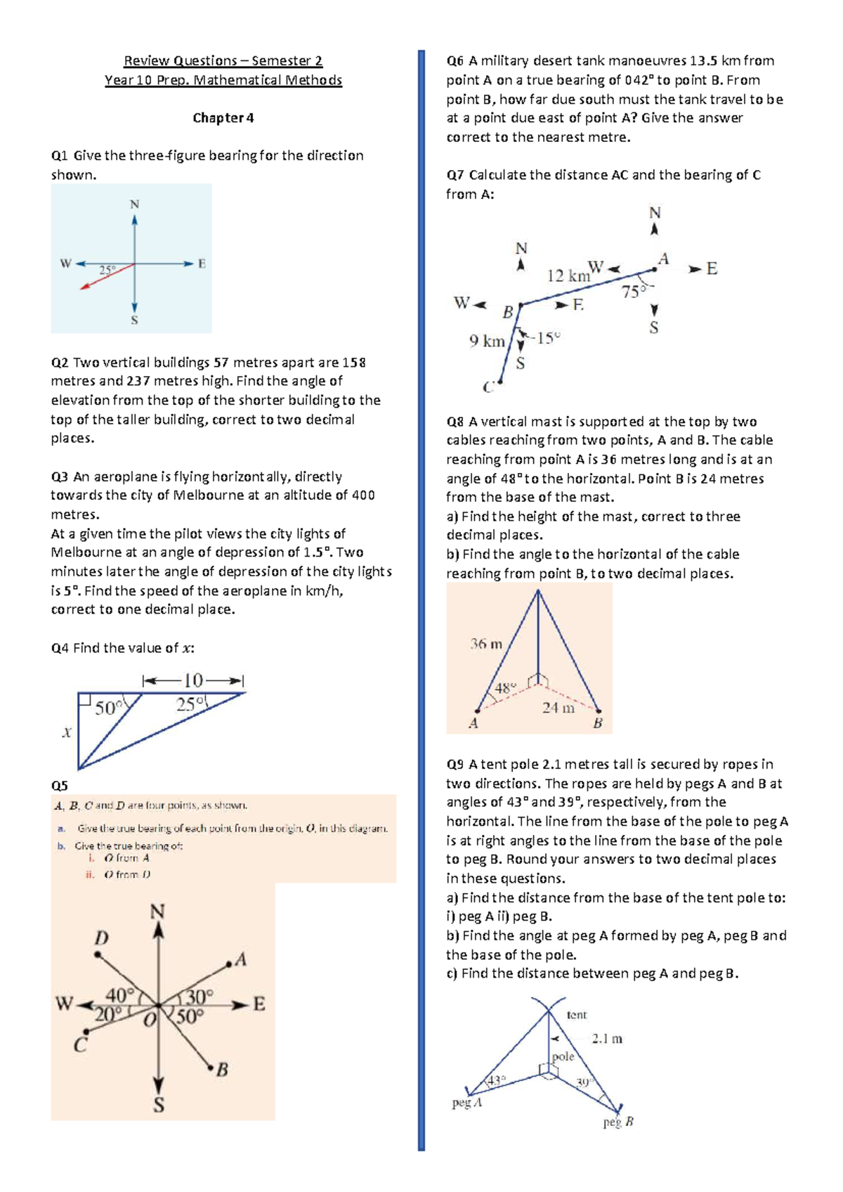 Review Questions - Semester 2 - Year 10 Math Methods Chapters - Studocu