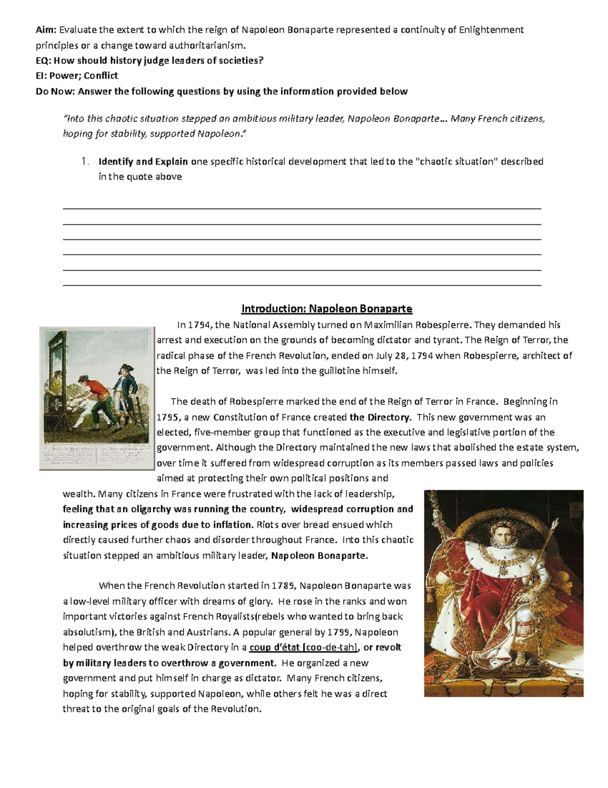 Napoleon Bonaparte: Continuity of Enlightenment or Authoritarian Shift ...