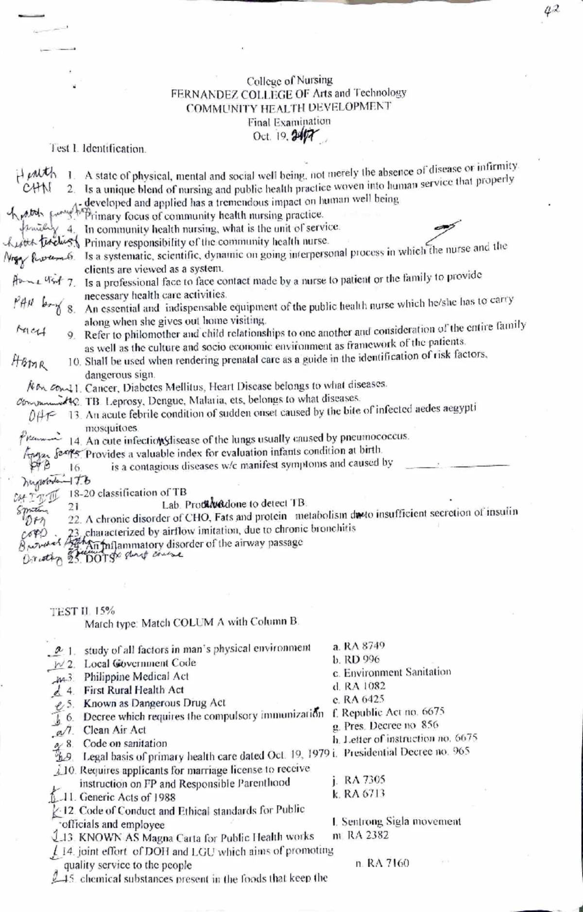 NURSING PRACTICE I (NP1) - Community Health Nursing Exam 9 Review - Studocu