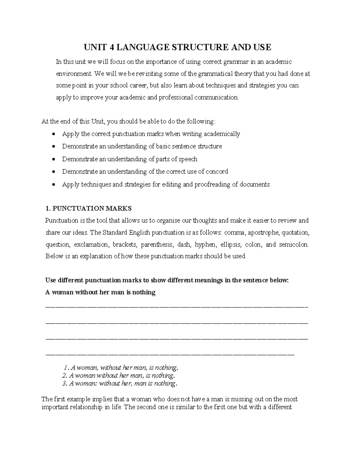 Unit 4: Language Structure and Use - Grammar Essentials - Studocu