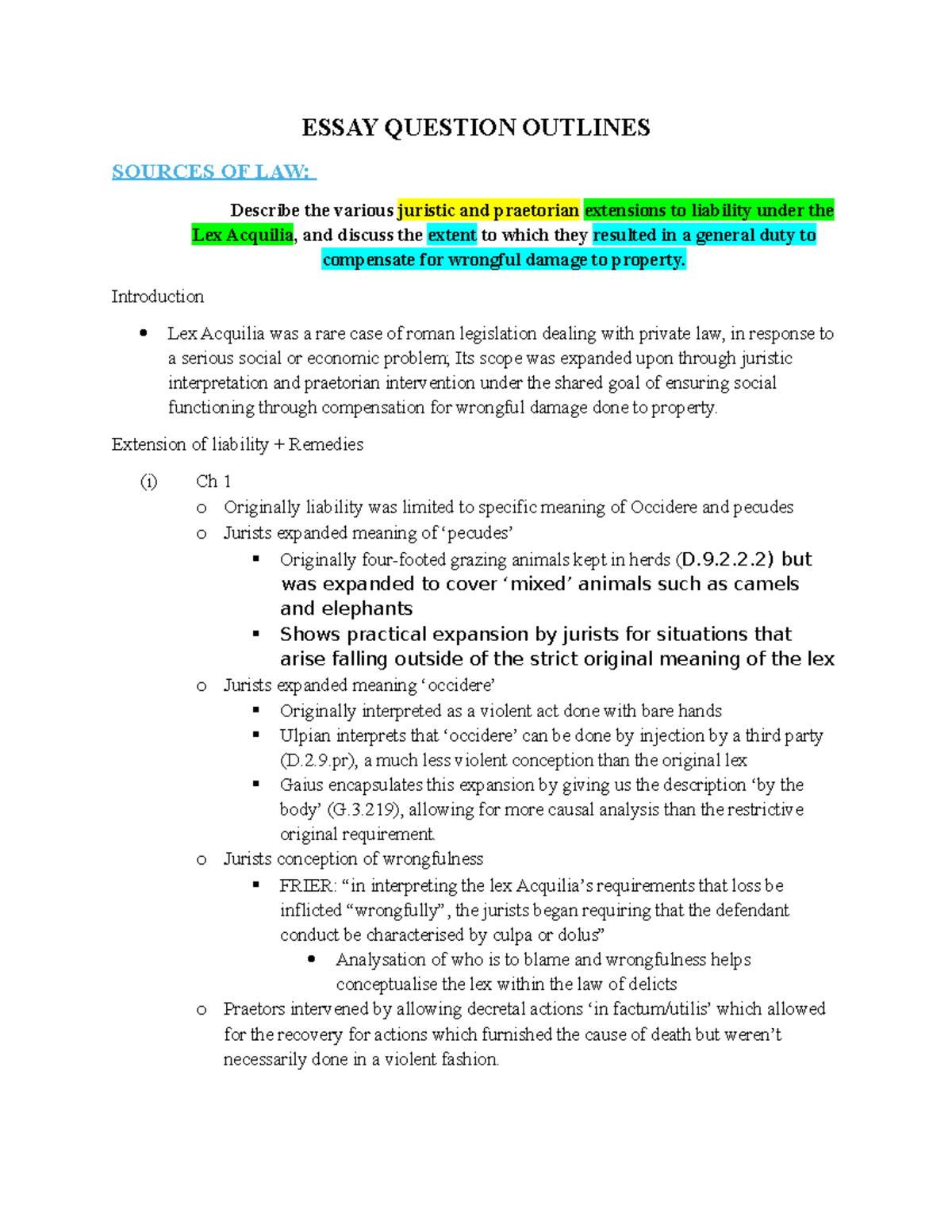 Essay Question Outlines Revision - ESSAY QUESTION OUTLINES SOURCES OF ...