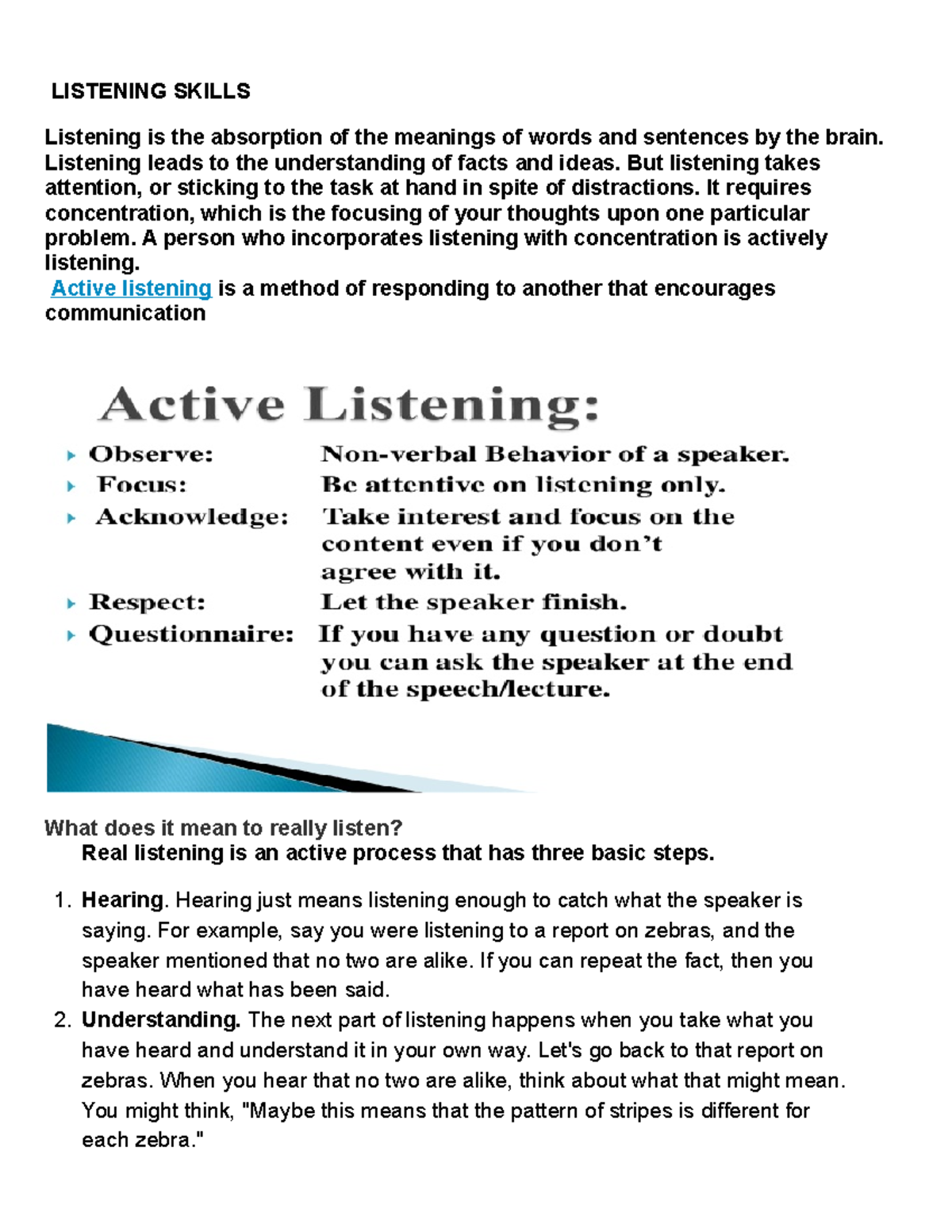 Listening Skills - Lecture Notes 3: Active Listening Techniques - Studocu