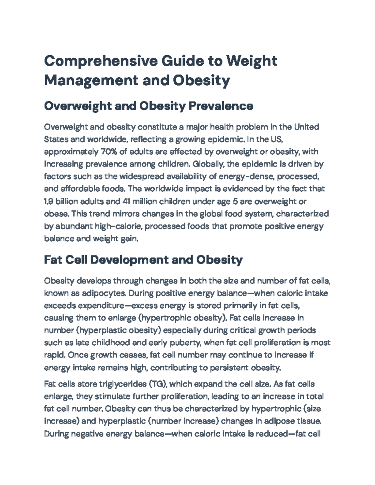 Comprehensive Overview of Weight Management & Obesity (HLTH101) - Studocu
