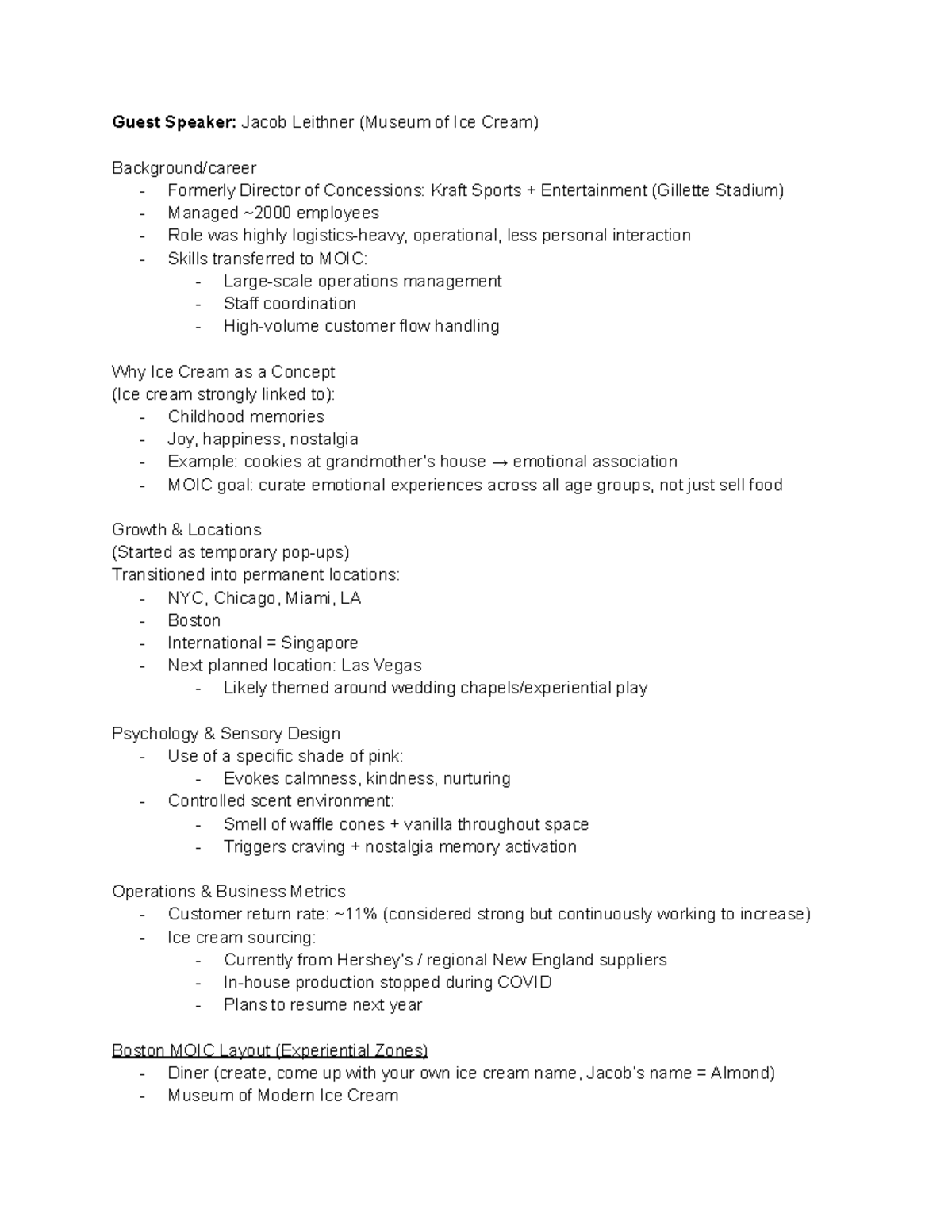 A4 Lecture Notes: Guest Speaker Jacob Leithner on MOIC Operations - Studocu