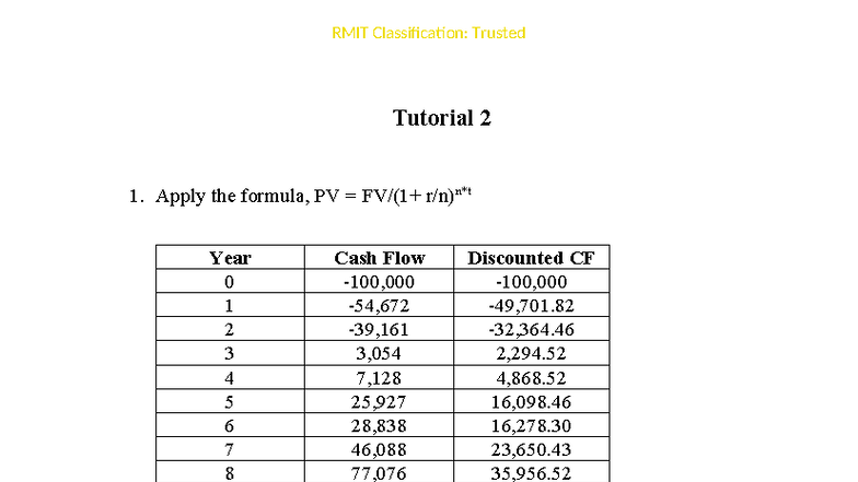 RMIT Financial Mathematics: Trusted Tutorial 2 Solutions - Studocu