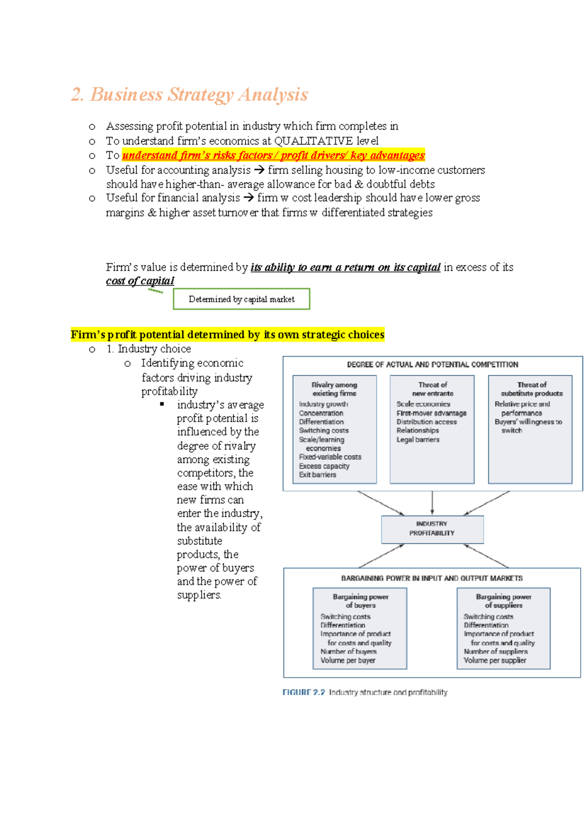Business Strategy Analysis - 2. Business Strategy Analysis o Assessing ...