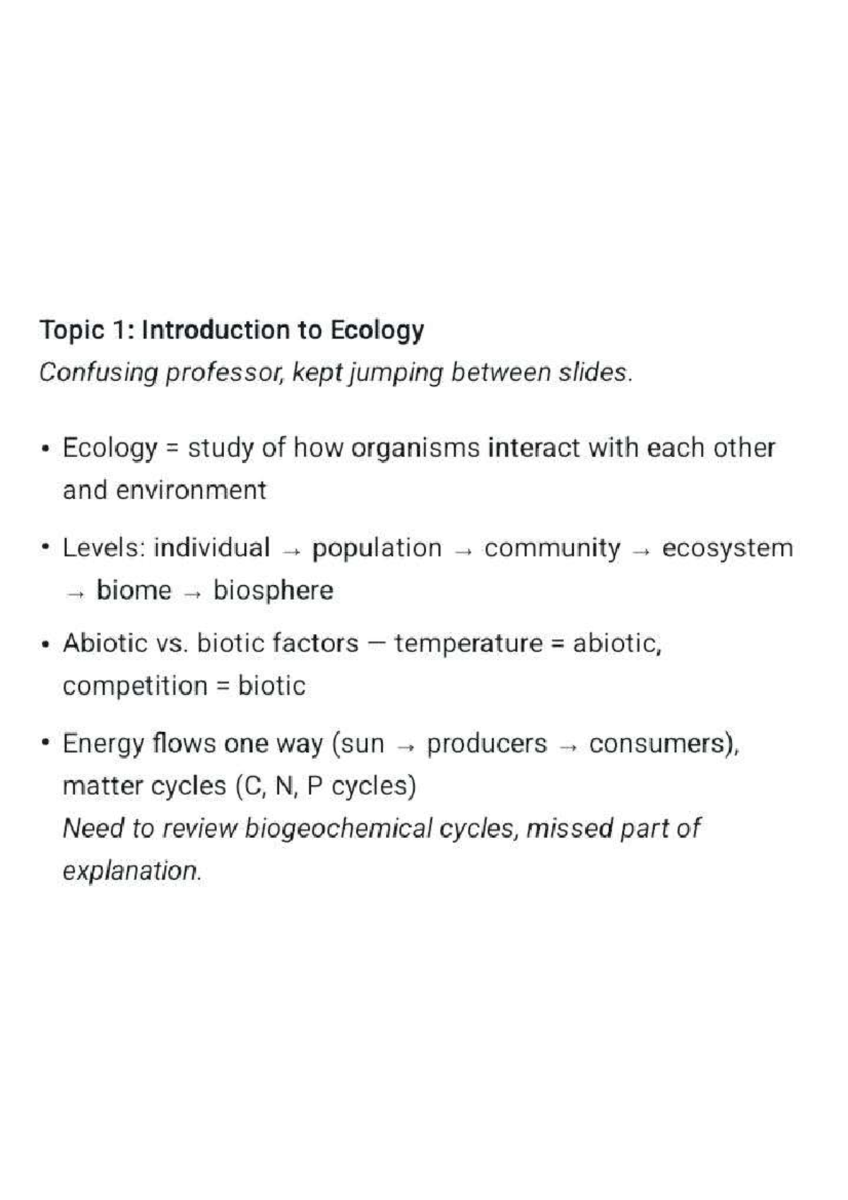 Ecology 101: Introductory Notes on Organism Interactions and Cycles ...