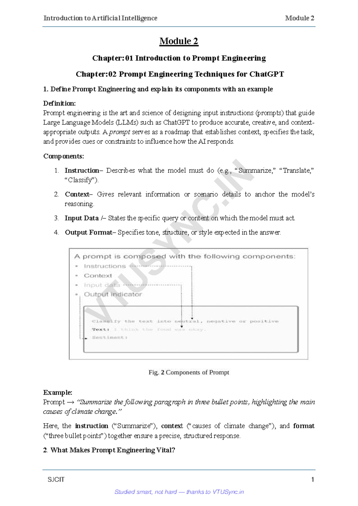 1BAIA103 Module 2 - Introduction to Prompt Engineering Techniques - Studocu