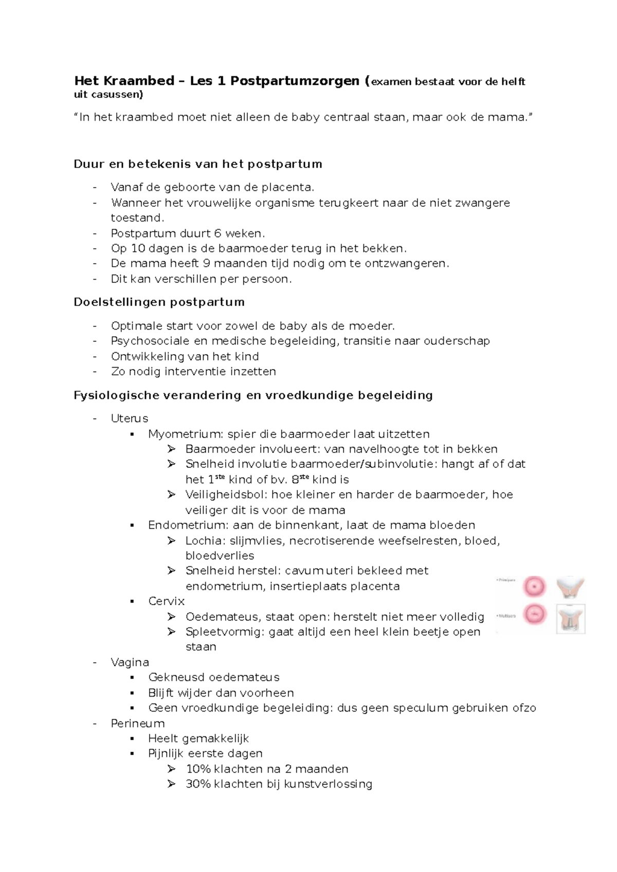 Kraambed Les 1 - Postpartumzorgen en Vroedkundige Begeleiding - Studocu