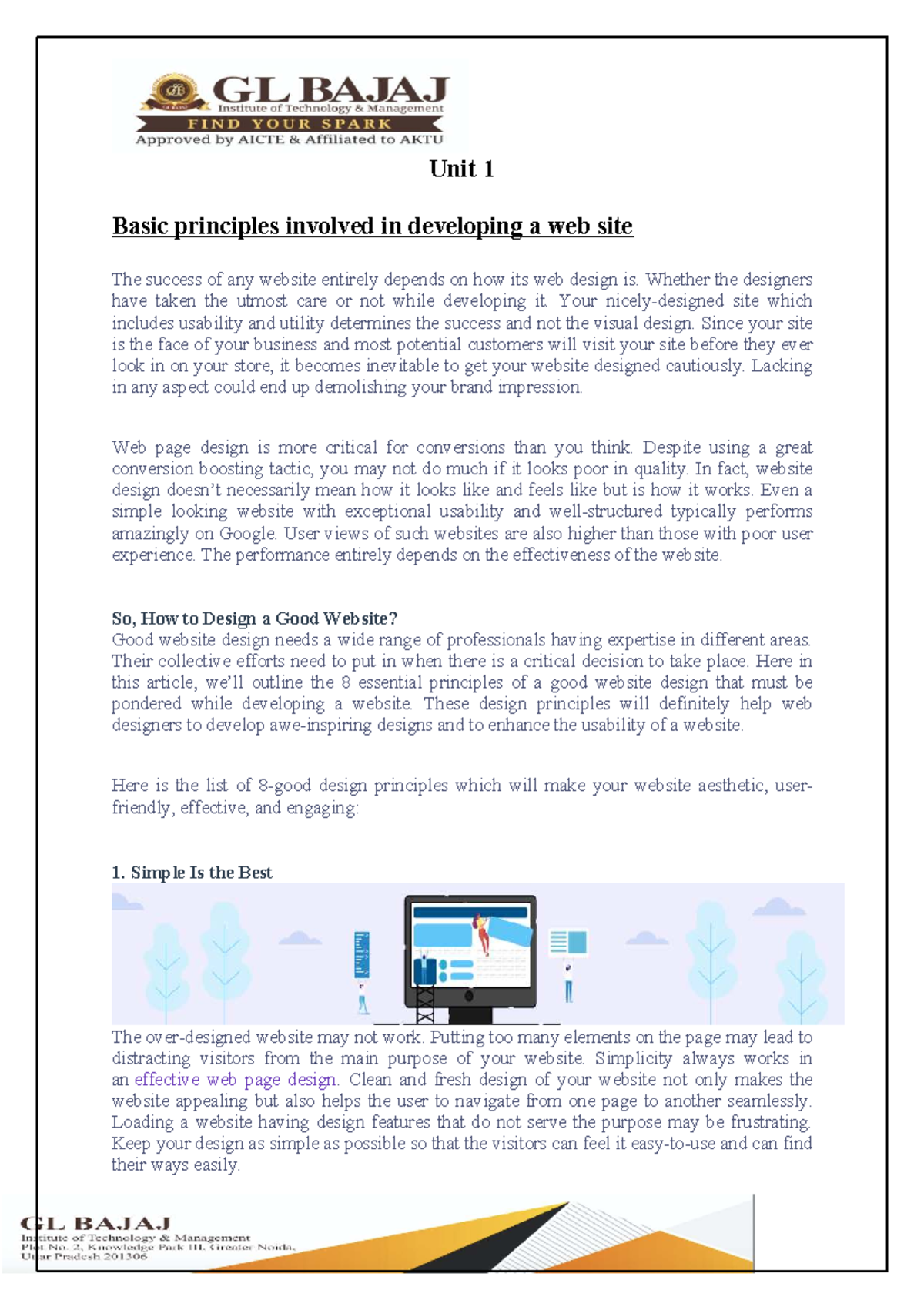 Unit 1: Essential Principles for Effective Web Design - Studocu