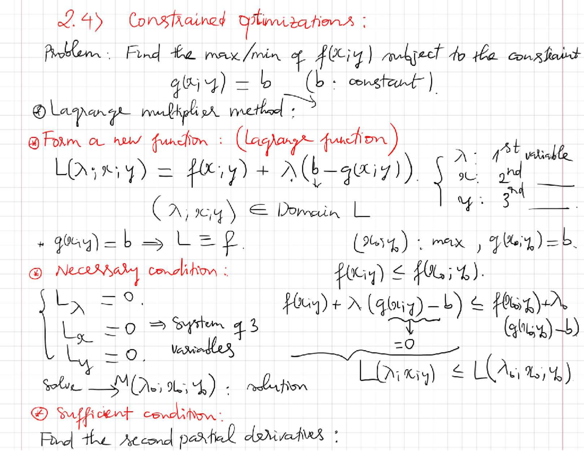 Constrained Optimization Techniques: Lagrange Multiplier Method (MATH 101)  - Studocu
