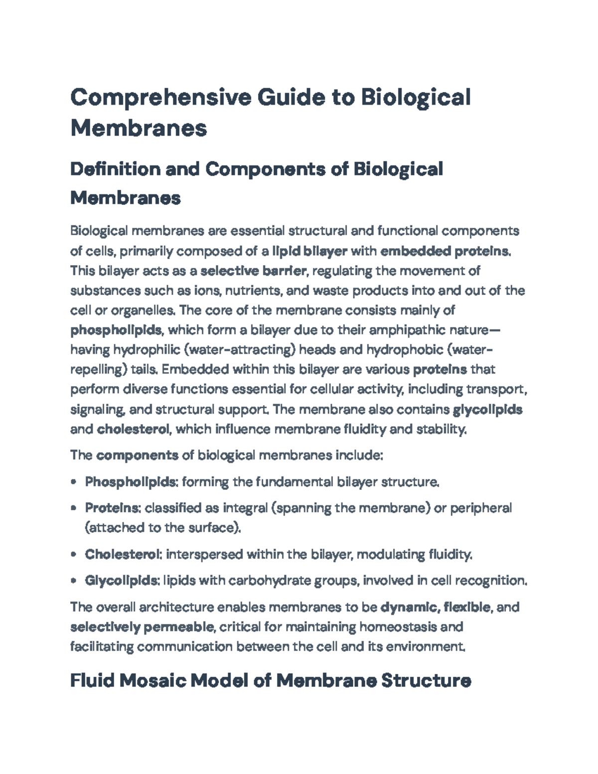 Comprehensive Overview of Biological Membranes: Structure & Function ...