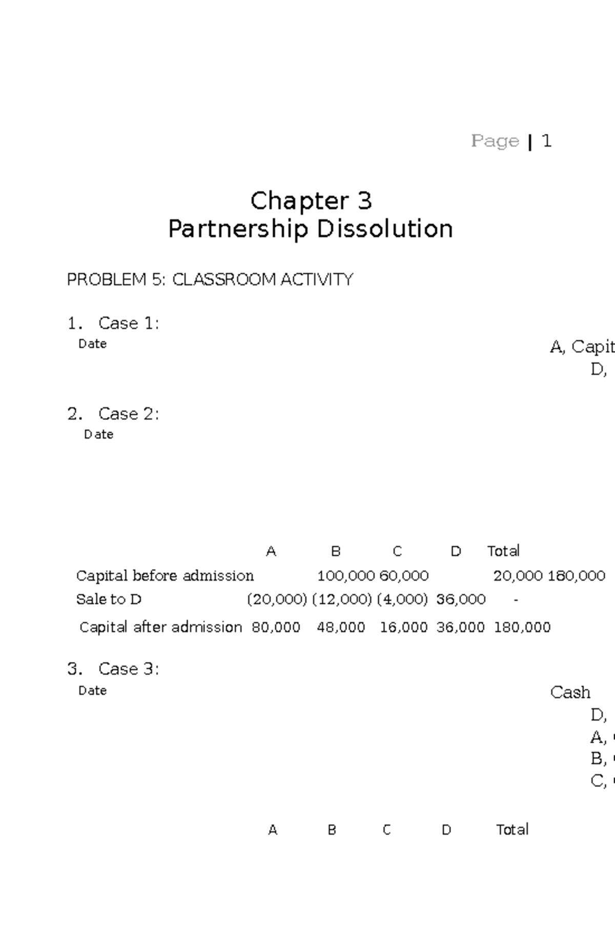 Partnership Dissolution Problems 5 & 6 - Answer Key Overview - Studocu