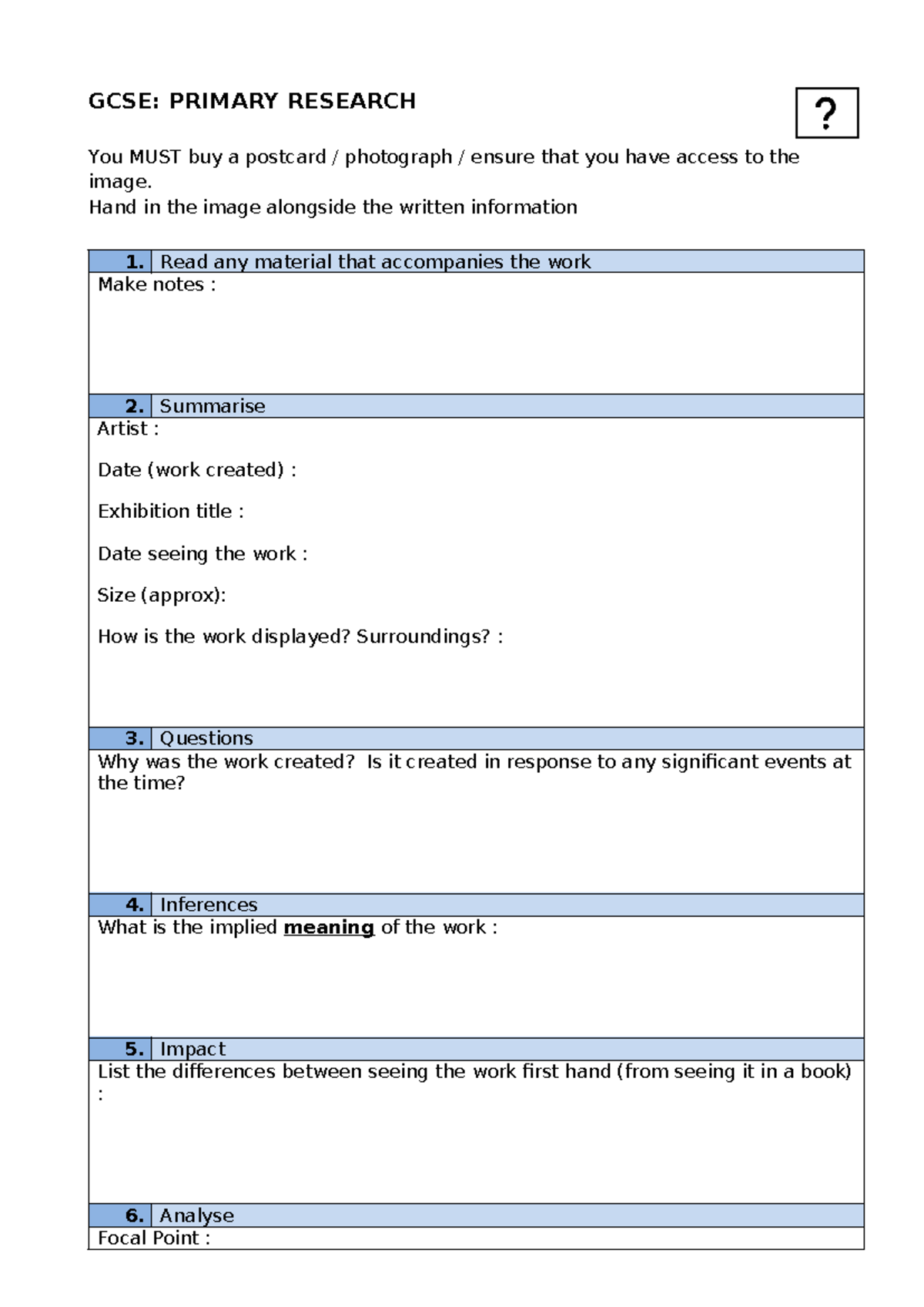 GCSE 04 Primary Research Guidelines and Analysis Instructions - Studocu