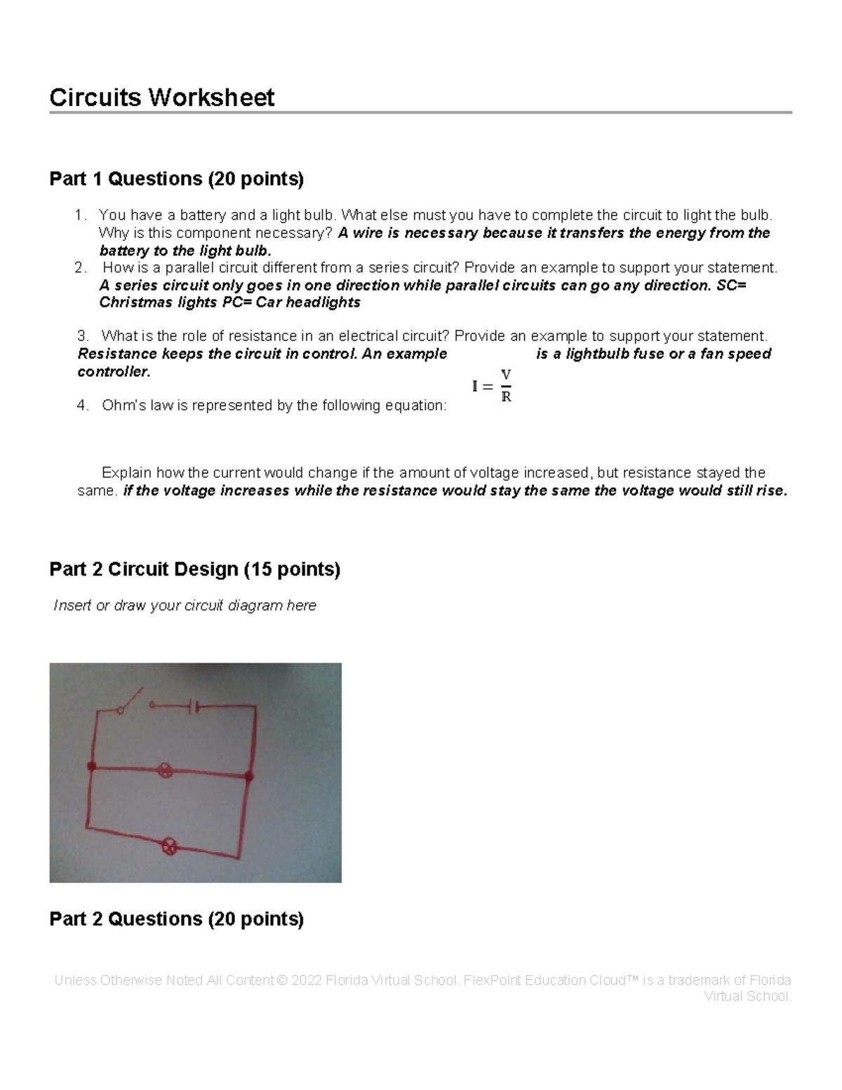 2.05 - Circuits Worksheet: Understanding Circuits, Resistance & Design ...