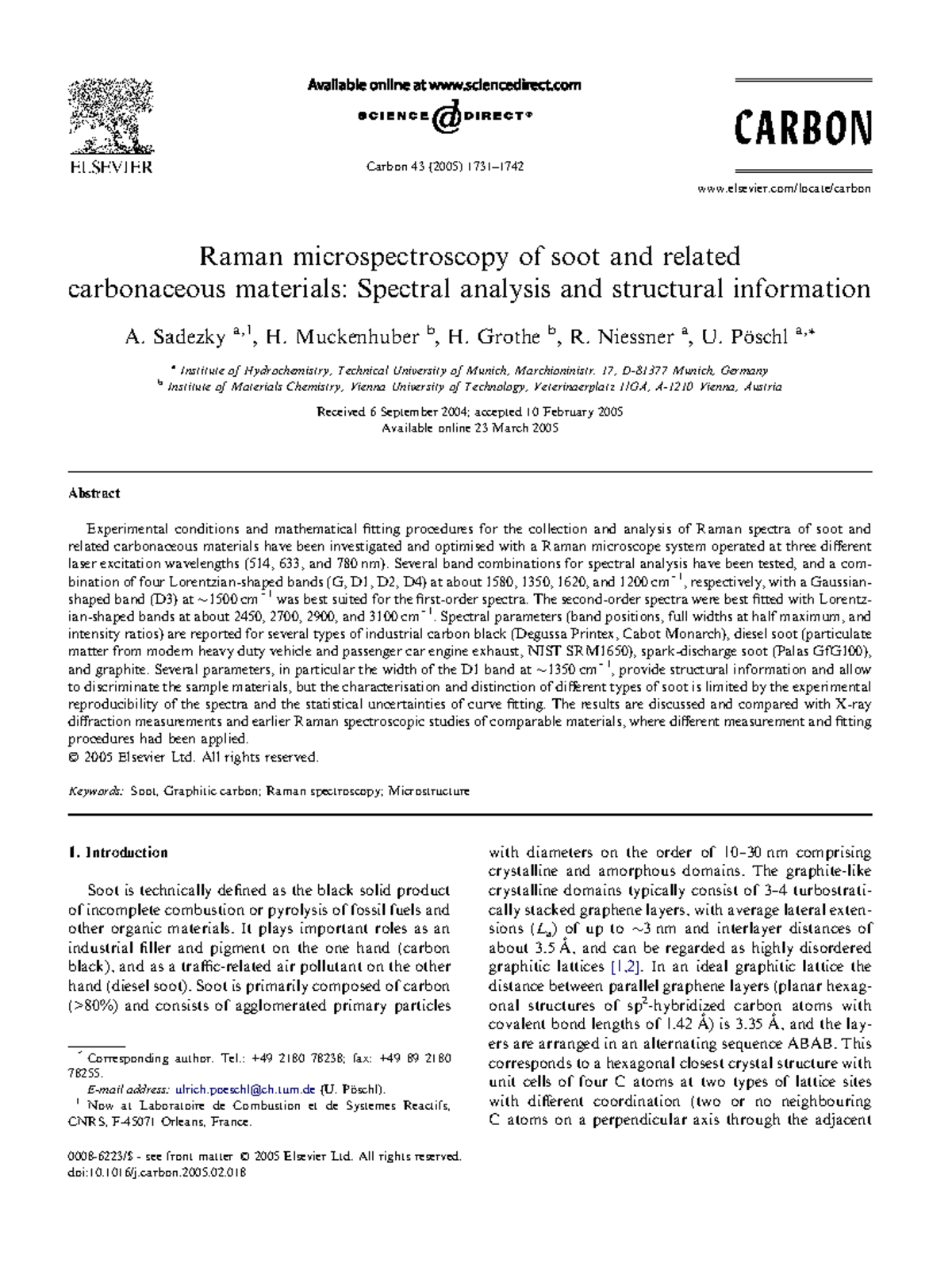 Raman Microspectroscopy of Soot: Structural Insights and Analysis - Studocu