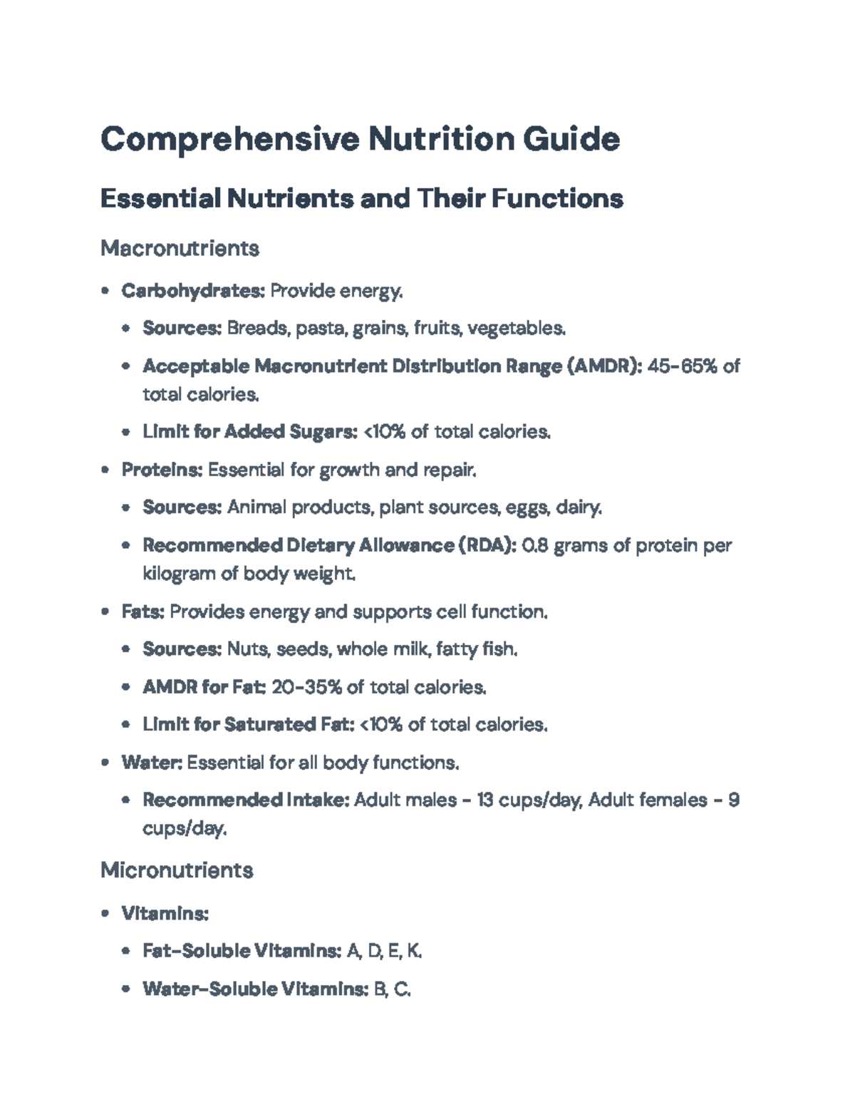 Comprehensive Nutrition Guide: Essential Nutrients and Dietary Patterns ...