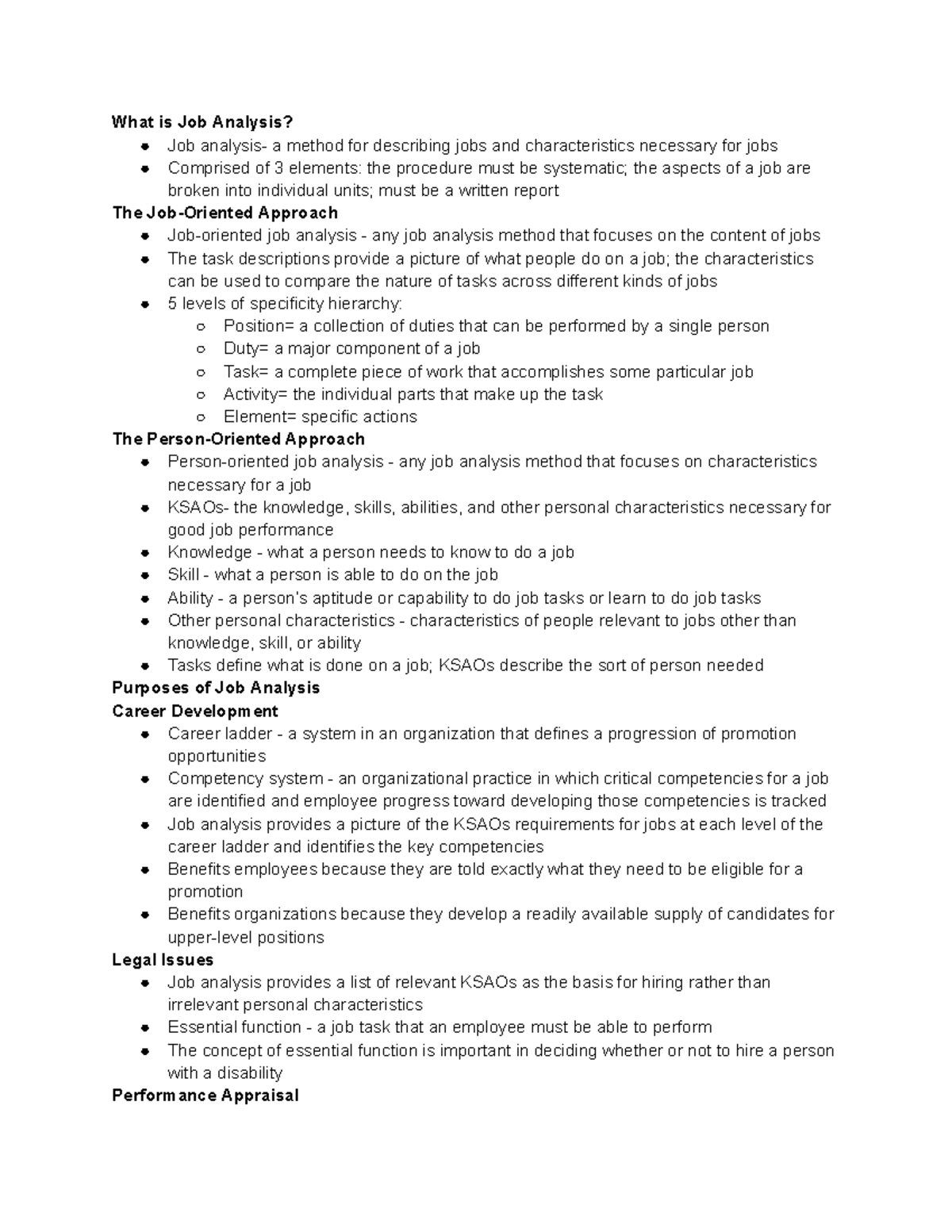 I/O Psychology: Chapter 3 Job Analysis Notes and Insights - Studocu