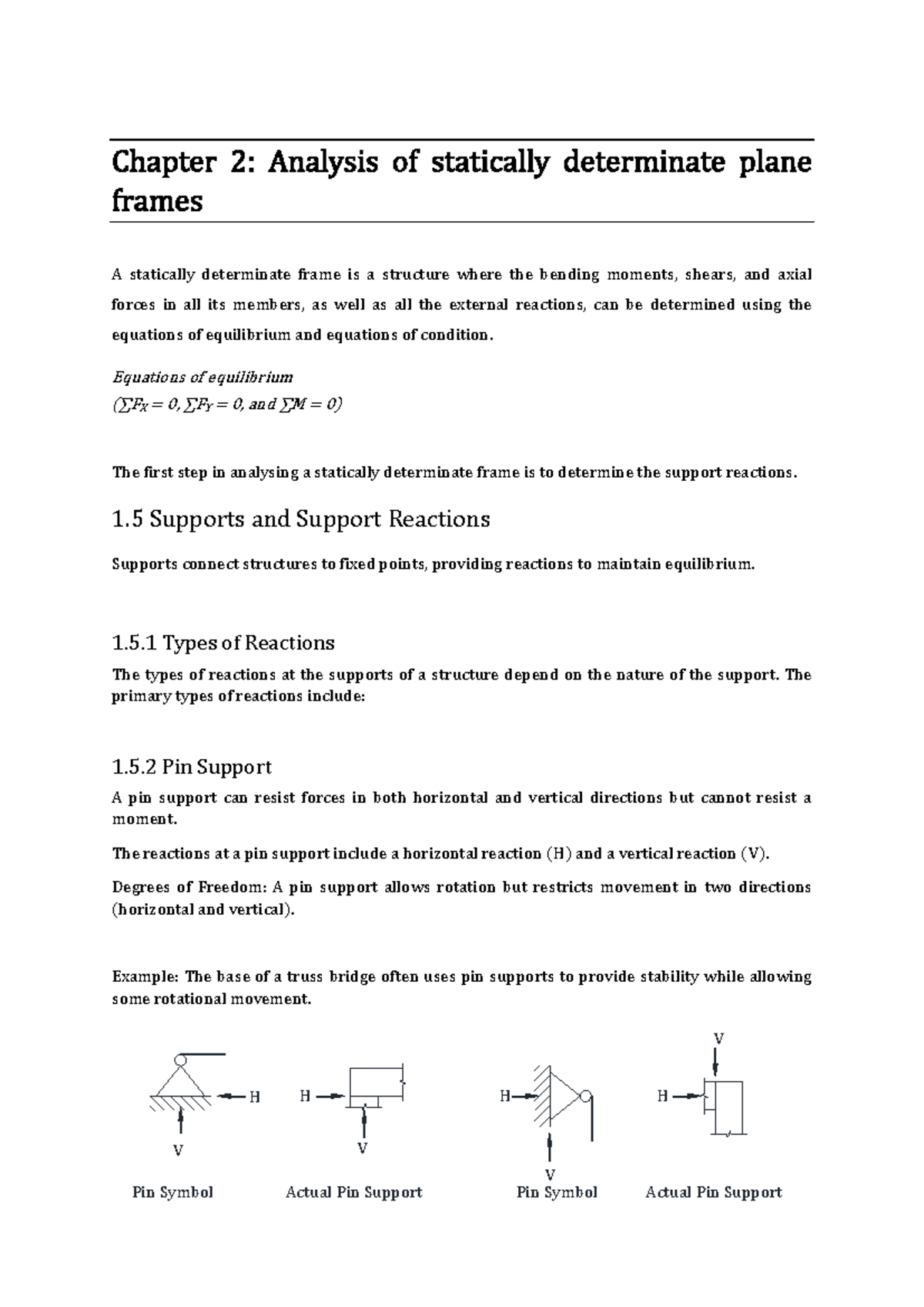 Chapter 2 - Statically Determinate Plane Frames Analysis Notes - Studocu