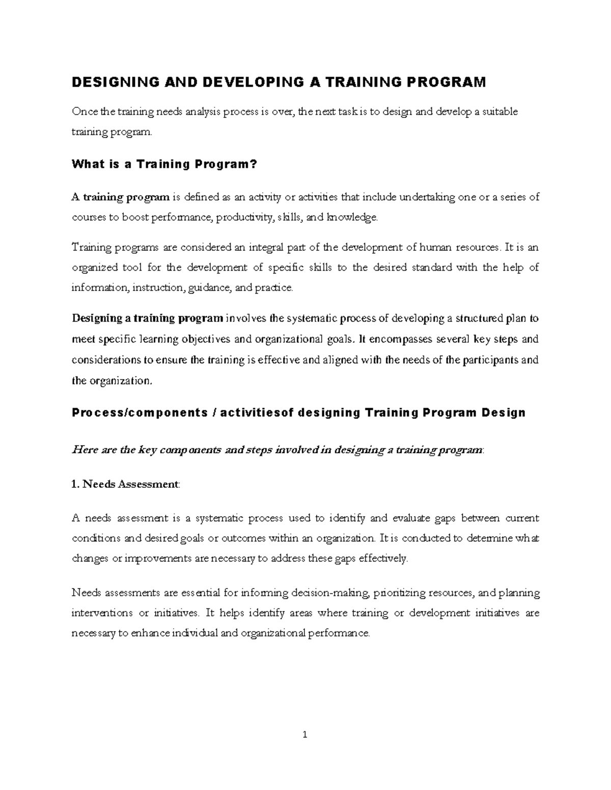 Designing & Developing a Training Program: Key Steps & Strategies - Studocu