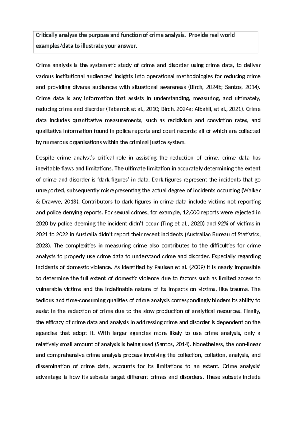 Assessment 1 Essay: Exploring Crime Analysis and Its Impact on Crime ...