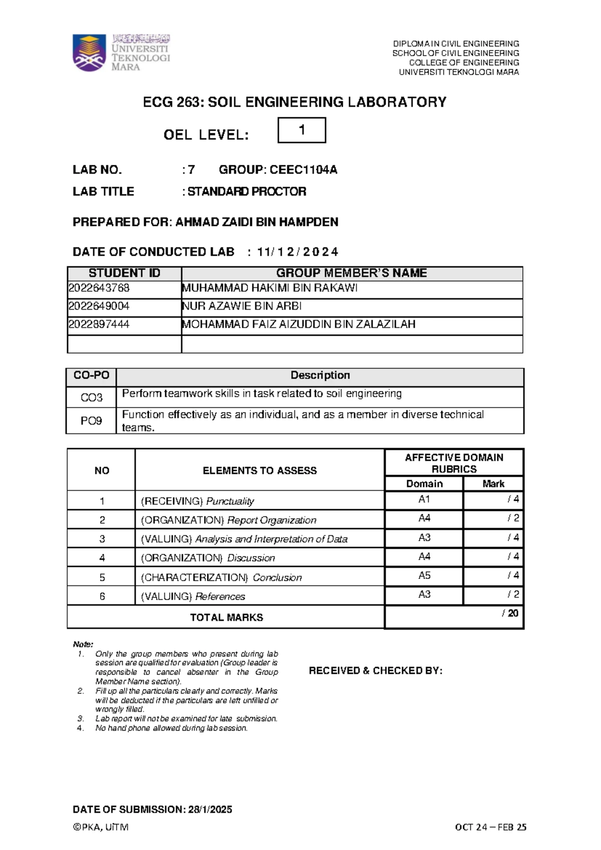 ECG 263: Lab 5A - Constant Head Test on Coarse-Grain Soil Report - Studocu