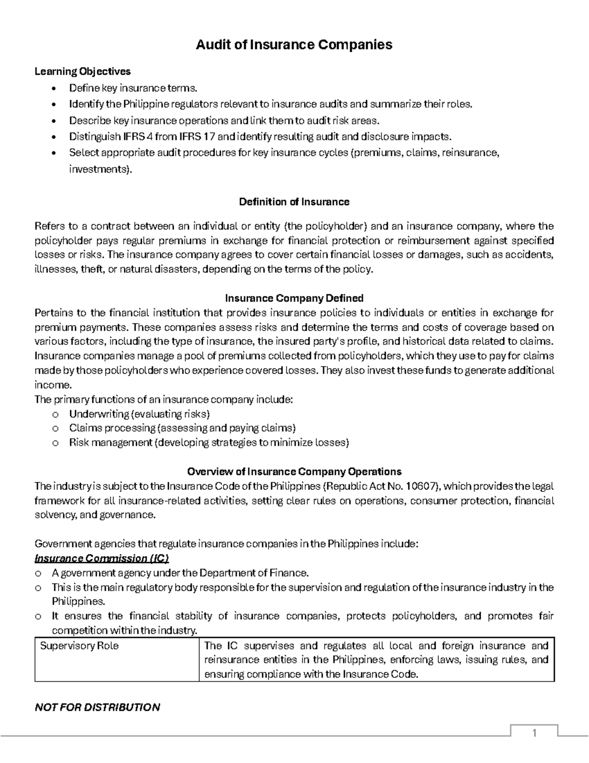 Audit of Insurance Companies: Key Terms, Regulations, and Procedures ...