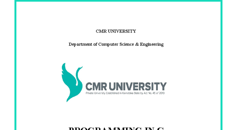 CSE101: C Programming Lab Manual for 1st Year B.Tech Students - Studocu