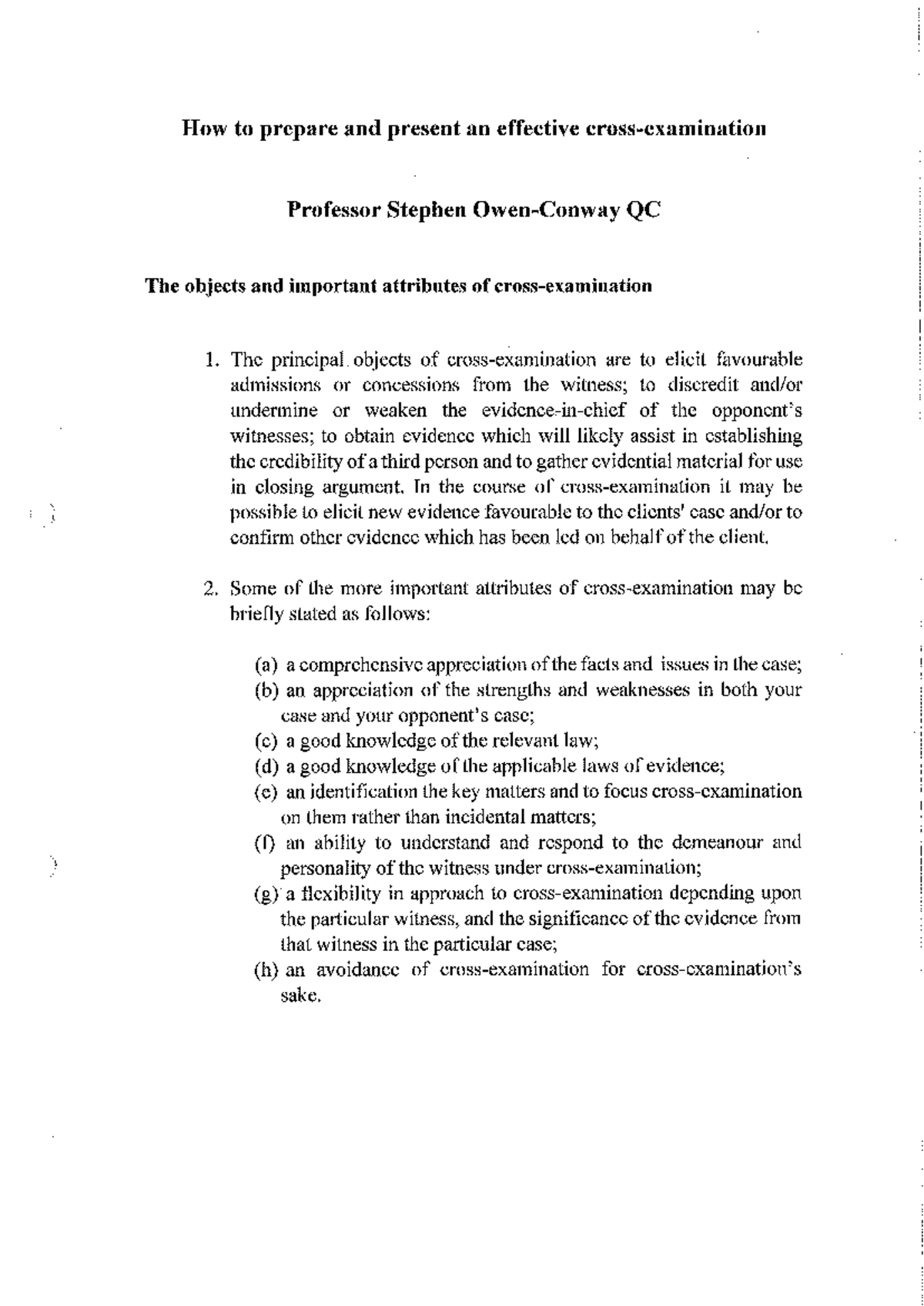 Effective Witness Examination Strategies: Insights from Professor ...
