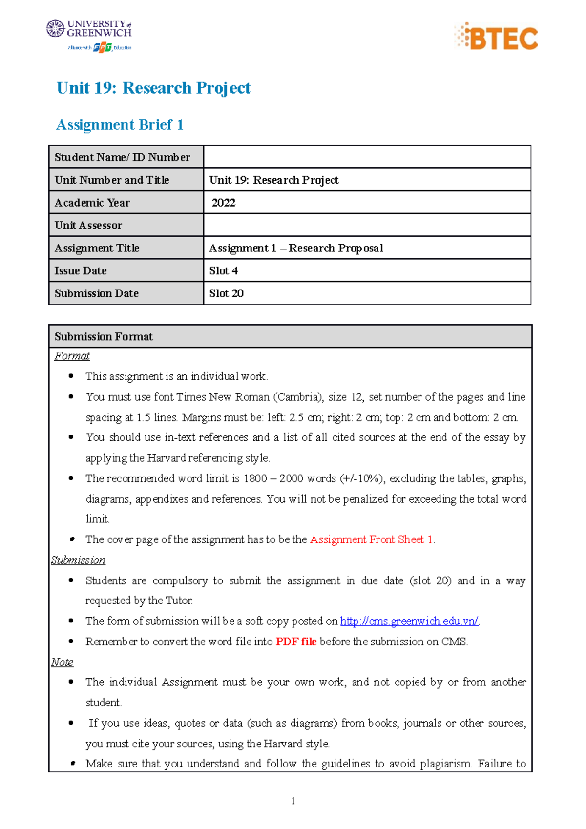 5060 Unit 19 Assignment 1: Research Proposal Brief - Studocu