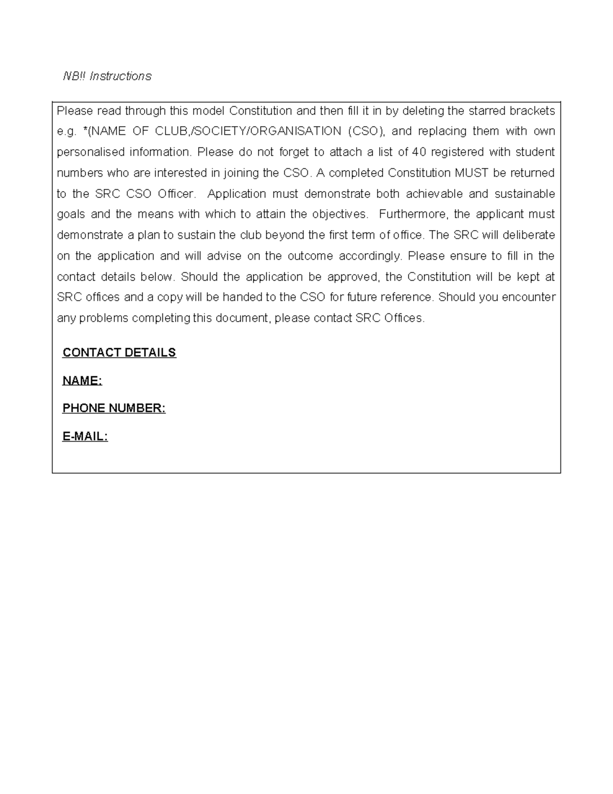 2024-25 CSO Constitution Template and Instructions - Studocu