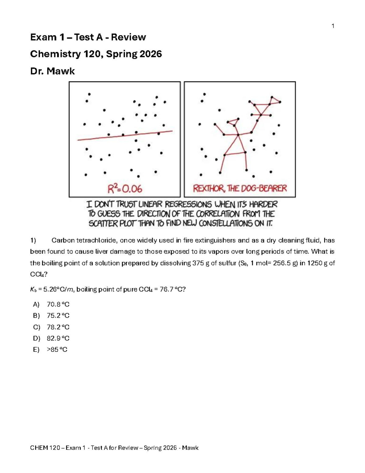 CHEM 120 Spring 2026 Exam 1 Test A Review Guide - Studocu