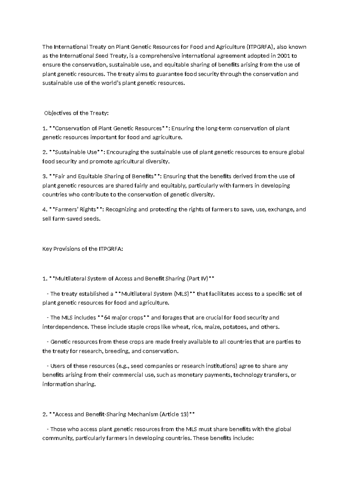 ITPGRFA: Overview of the International Treaty on Plant Genetic ...
