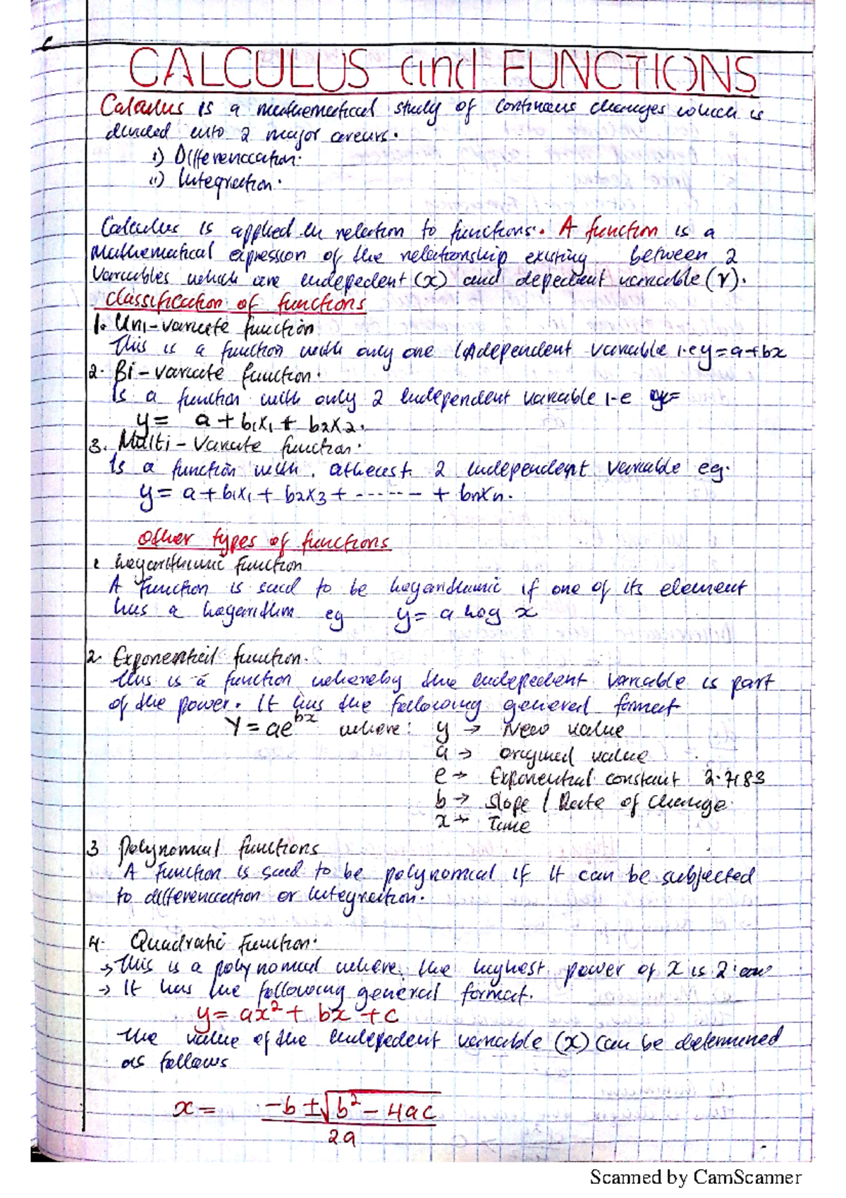 Calculus and Functions Notes for CPA Course: Differentiation ...