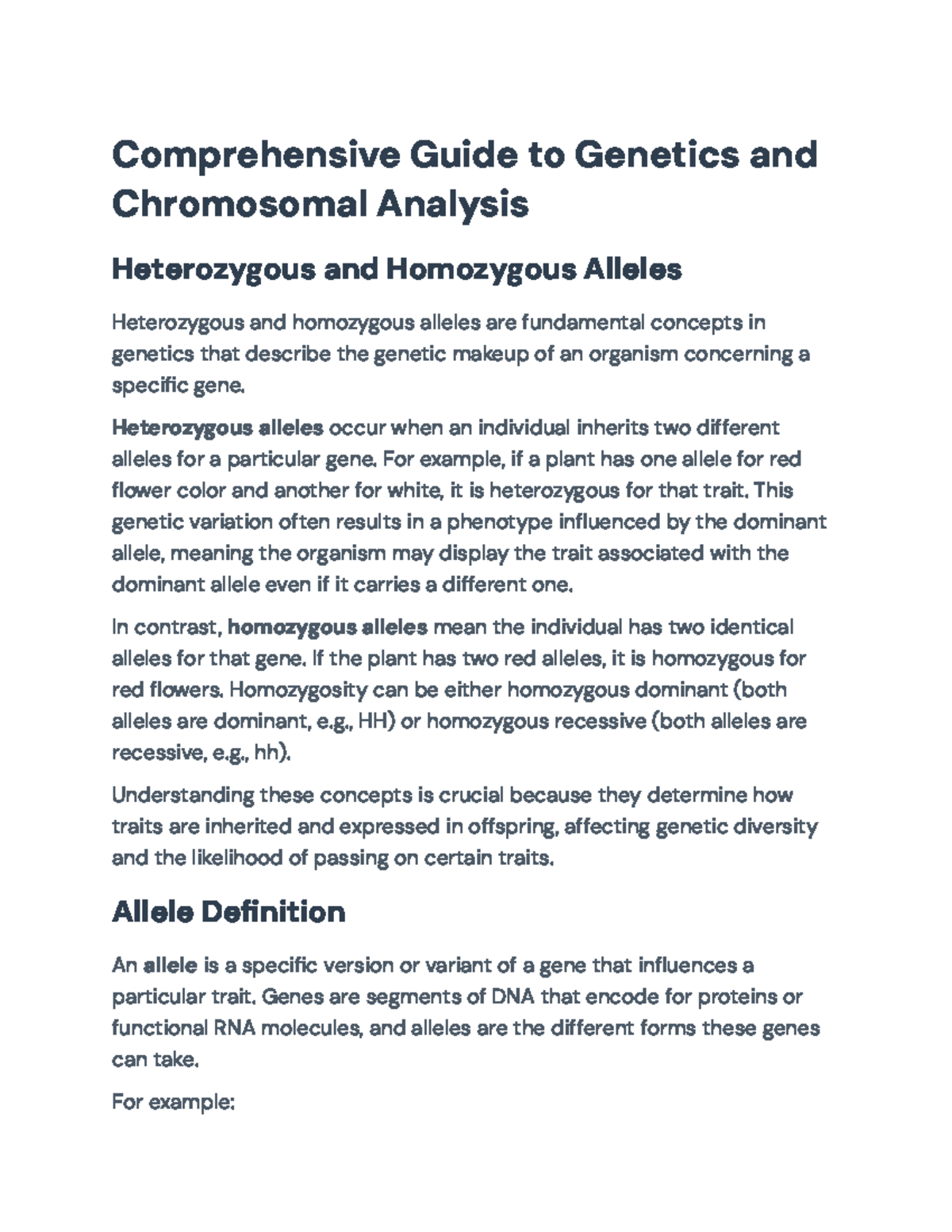 Comprehensive Guide to Genetics (BIO101): Alleles, Mutations ...