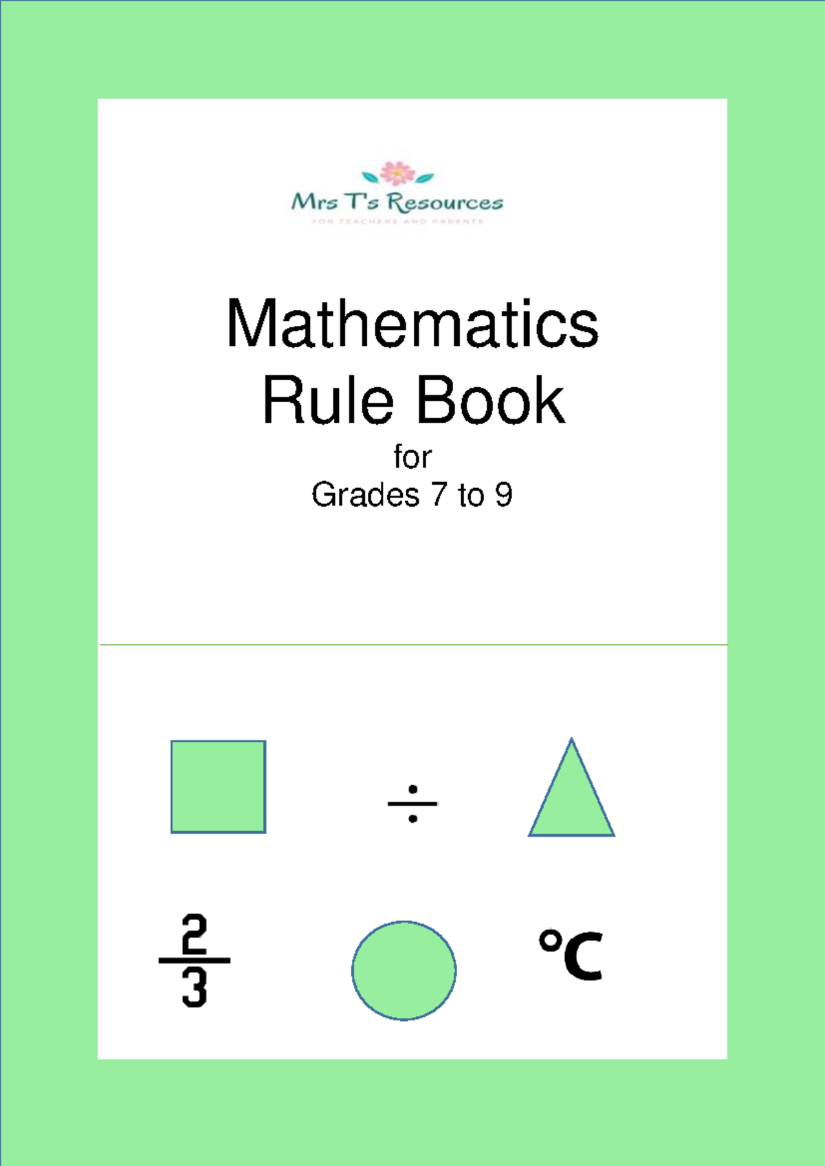 Grade 7-9 Mathematics Rules Guide: Essential Concepts and Operations ...