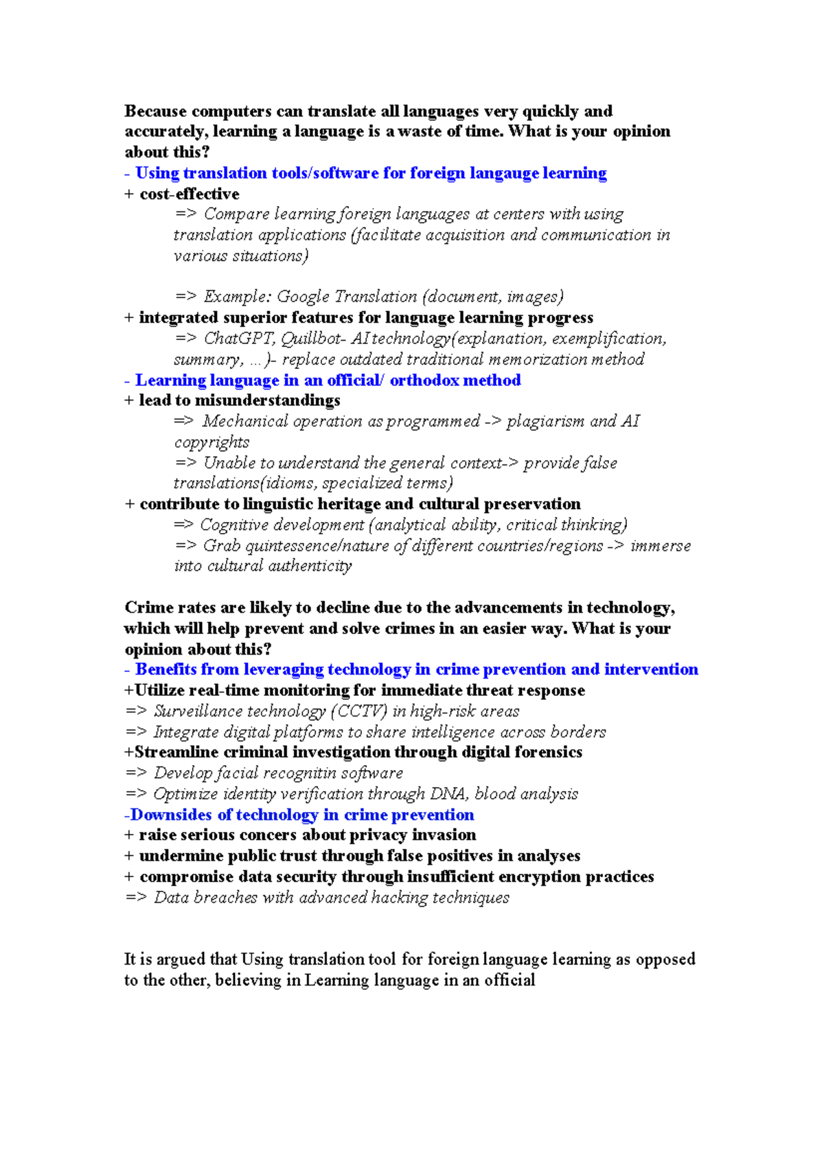 Task 2 Writing AE 2 1712 - Final: Language Learning vs. Translation ...
