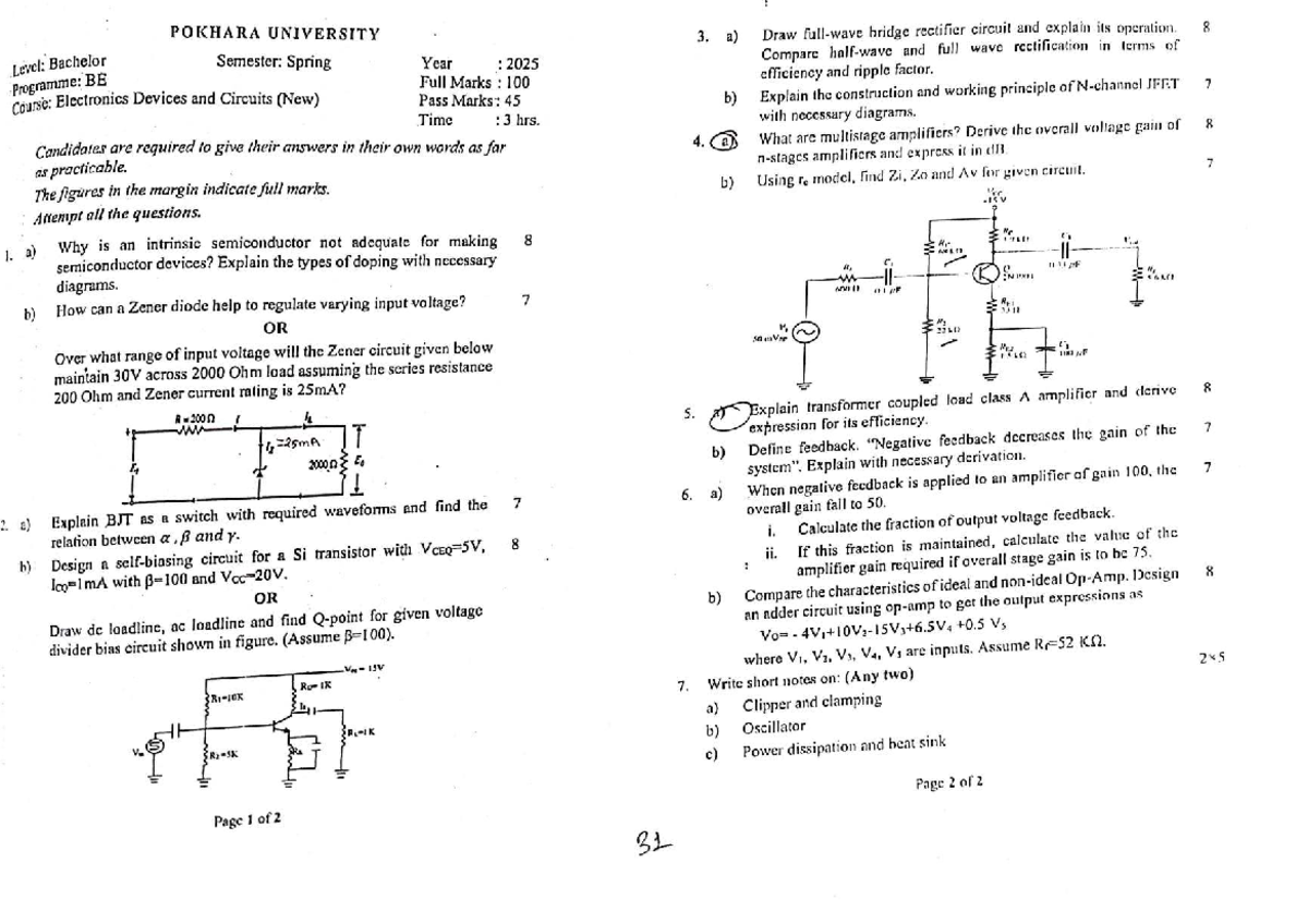 Electronics Devices and Circuits (EDC) Final Exam Notes - Spring 2024 ...
