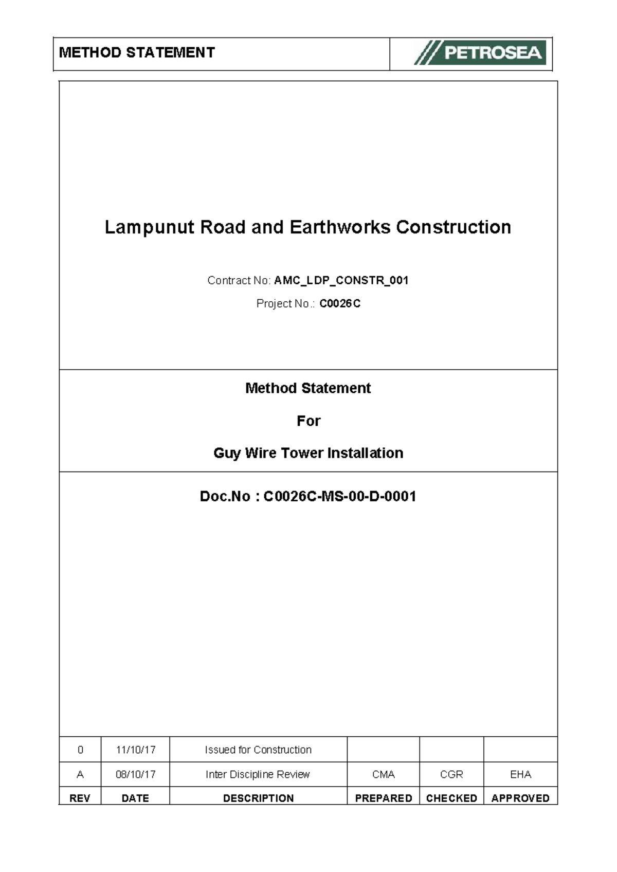 C0026C Method Statement for Guy Wire Tower Installation - Studocu