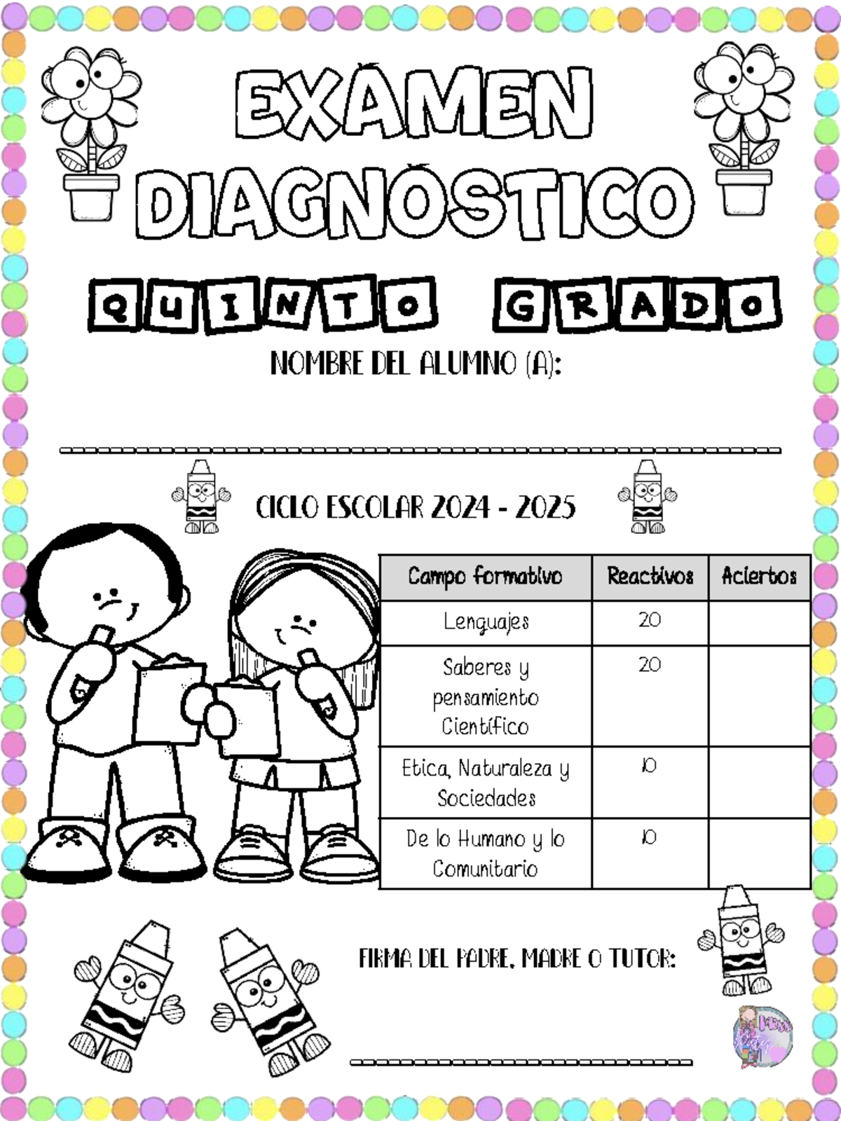 5° Examen Diagnóstico - Educación Primaria y Lenguaje - Document Preview