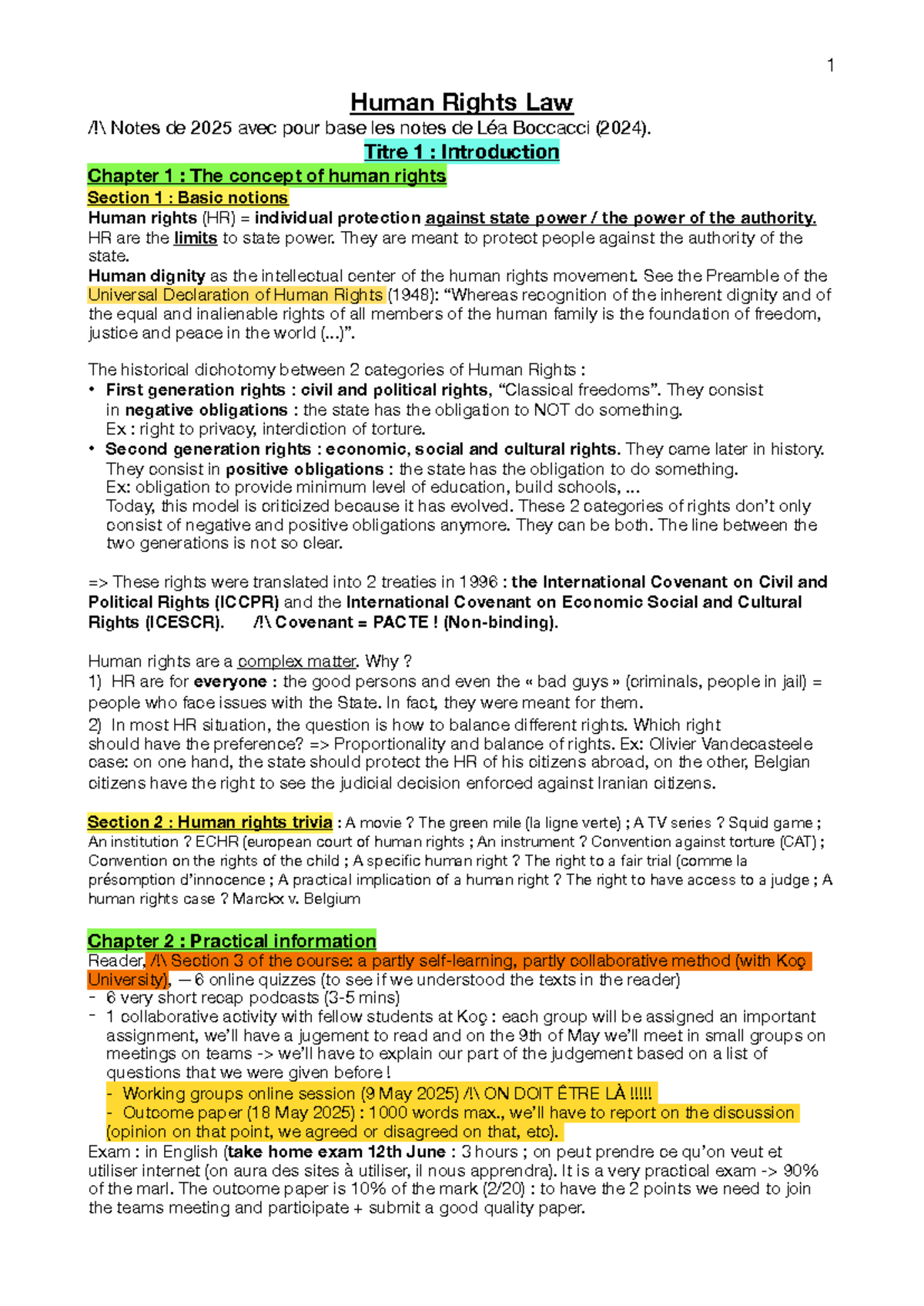Human Rights Law Notes (HRL 2025): Key Concepts and Legal Frameworks ...